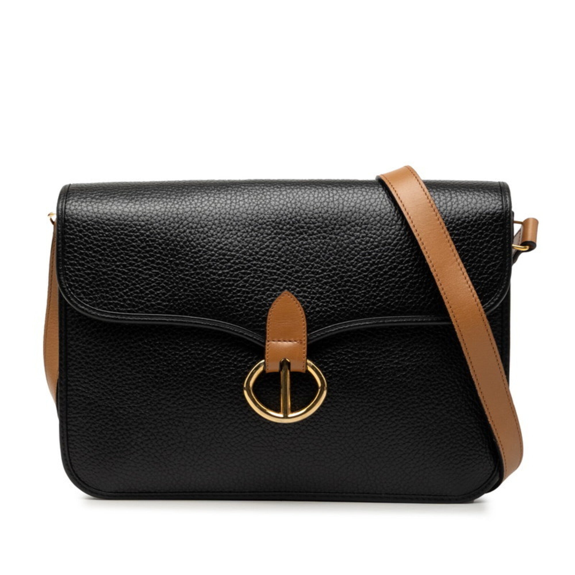 Christian Dior Black Brown Leather Shoulder Bag (Pre-Owned)