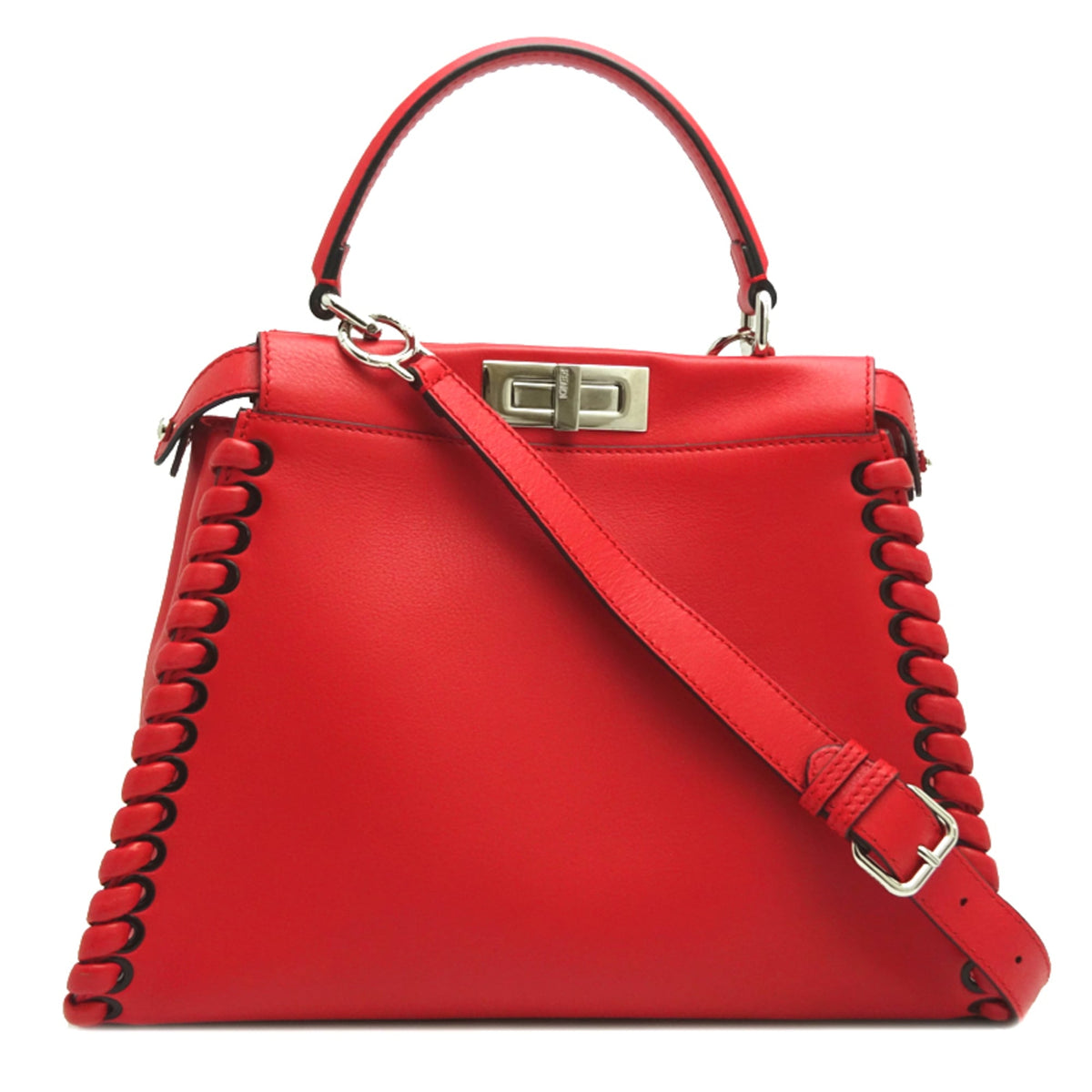 Fendi Red Color Leather Handbag (Pre-Owned)