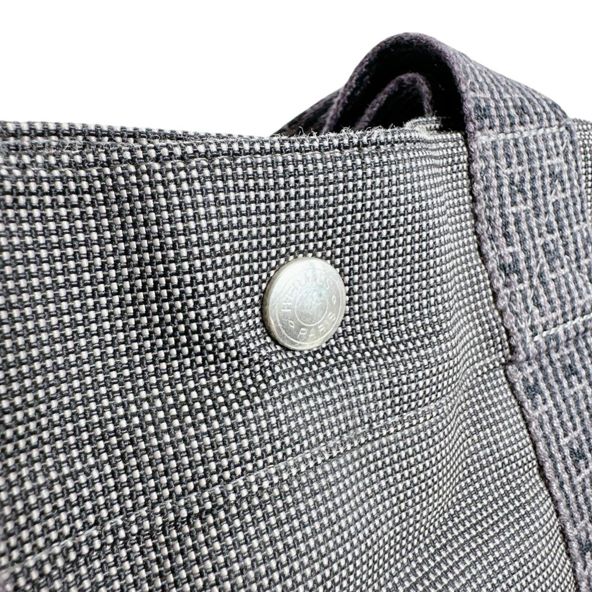 Hermes Her Line Gray Cotton Handbag Tote Bag (Pre-Owned)