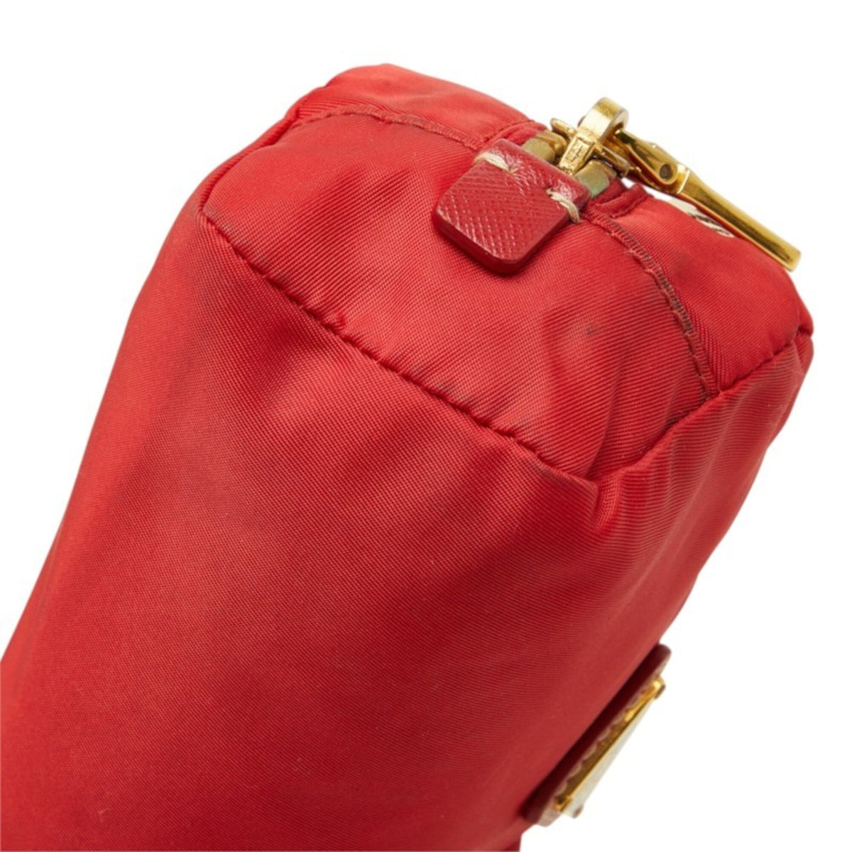 Prada Red Color Nylon Leather Pouch (Pre-Owned)