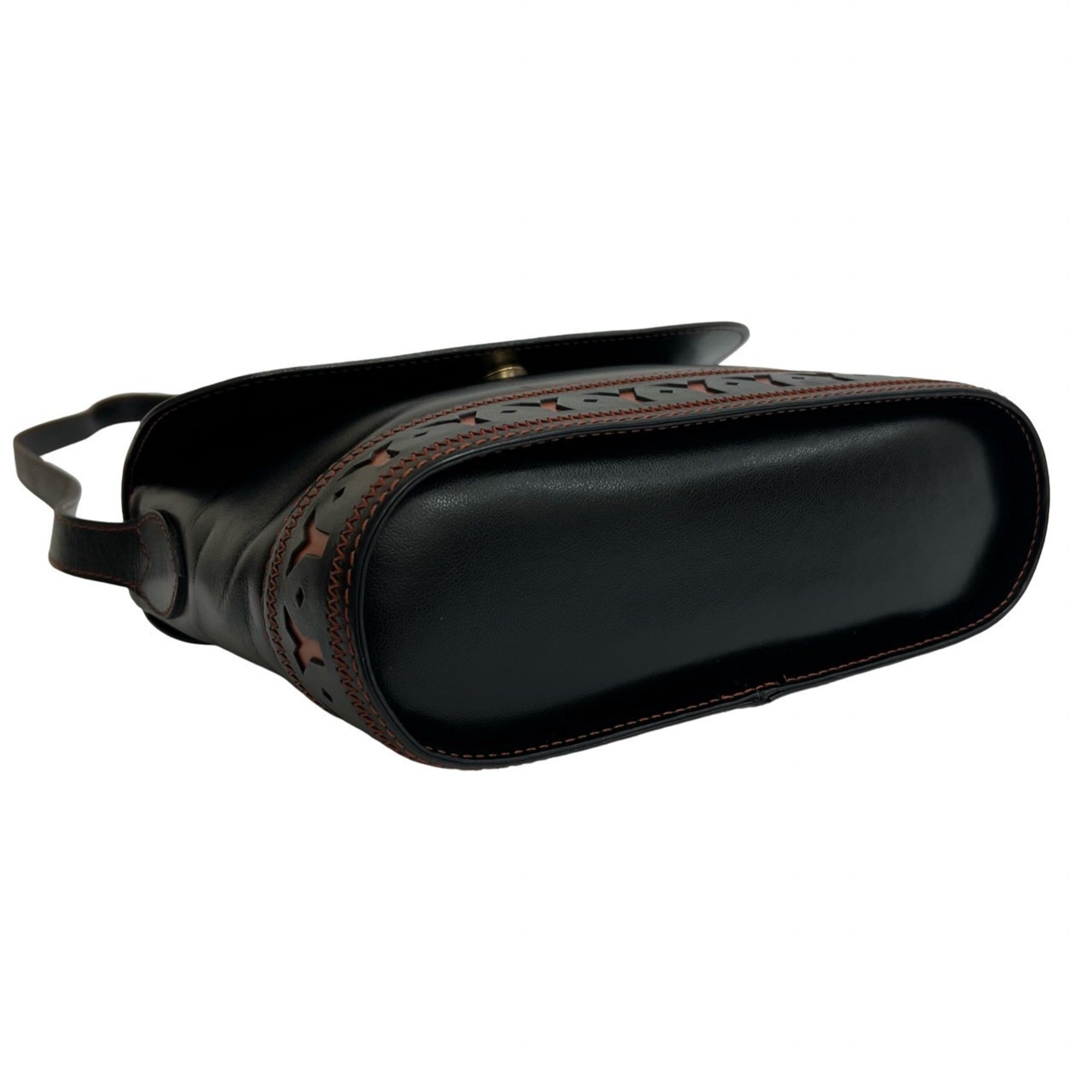 Yves Saint Laurent Black Brown Leather Shoulder Bag (Pre-Owned)