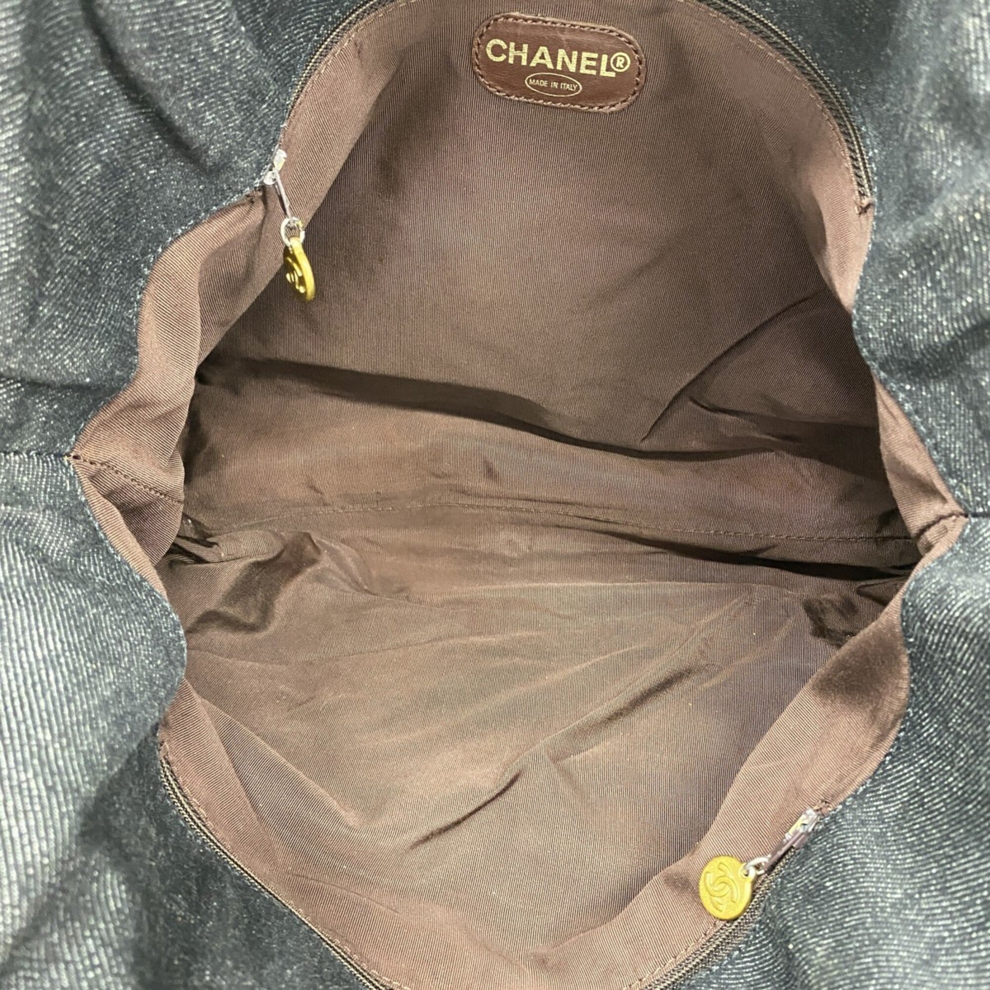Chanel Black Brown Denim Tote Bag (Pre-Owned)