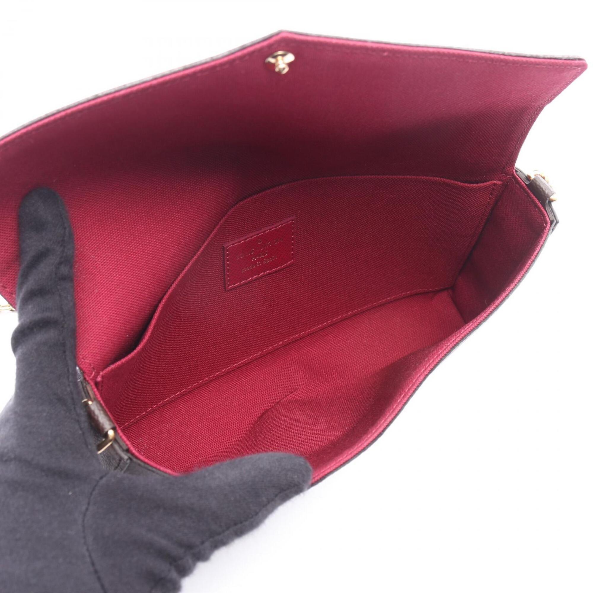 Louis Vuitton Brown Fuchsia Pvc Coated Canvas Leather Handbag Pochette Shoulder Bag (Pre-Owned)
