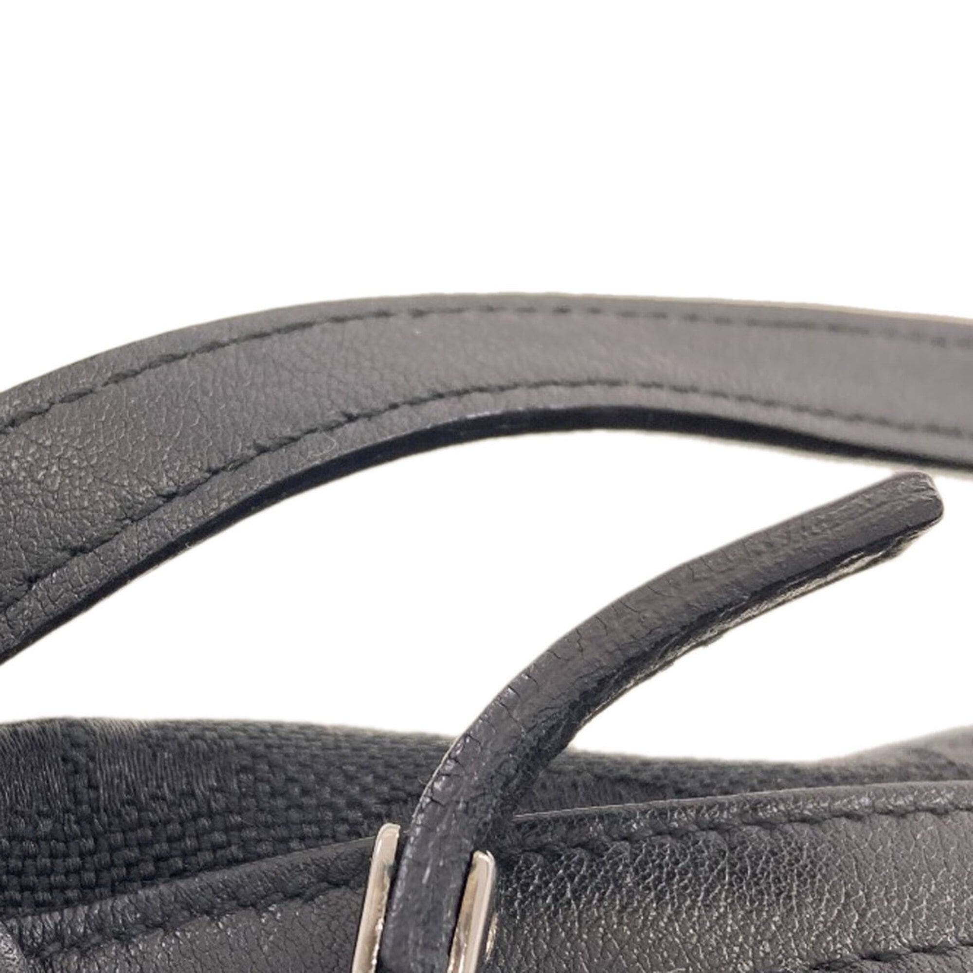 Salvatore Ferragamo Gancini Black Canvas Handbag (Pre-Owned)