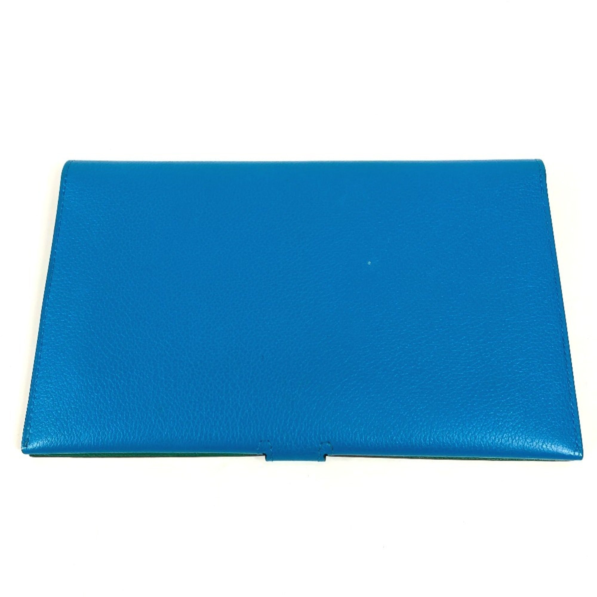 Hermes Blue Green Evercalf Leather Long Wallet (Bi-Fold) (Pre-Owned)