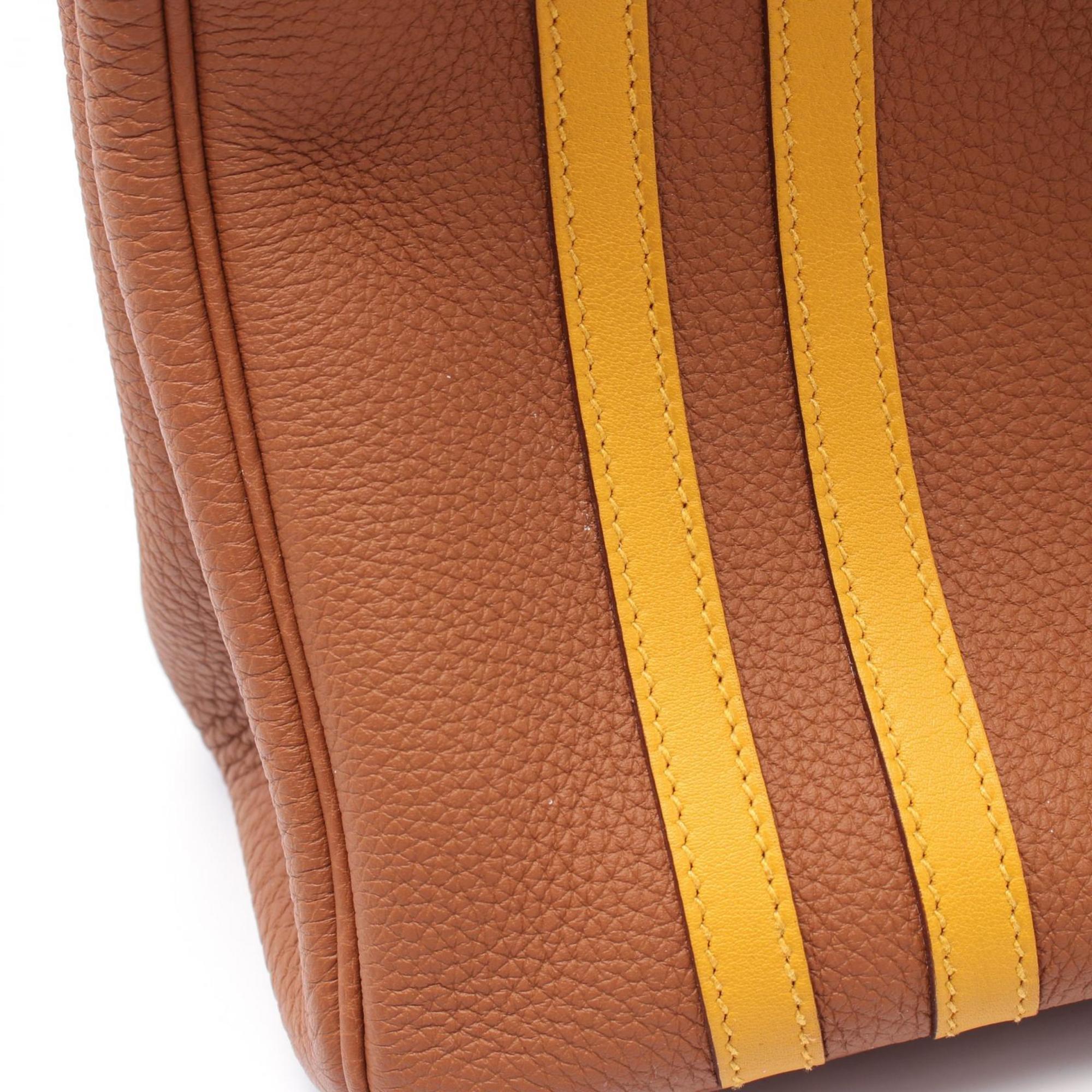 Hermes Brown Gold Yellow Togo Leather Swift Leather Handbag (Pre-Owned)