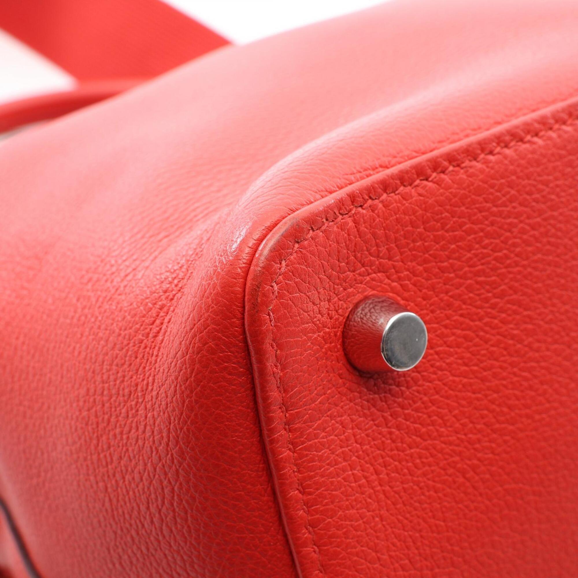 Hermes Red Color Evercalf Leather Handbag (Pre-Owned)