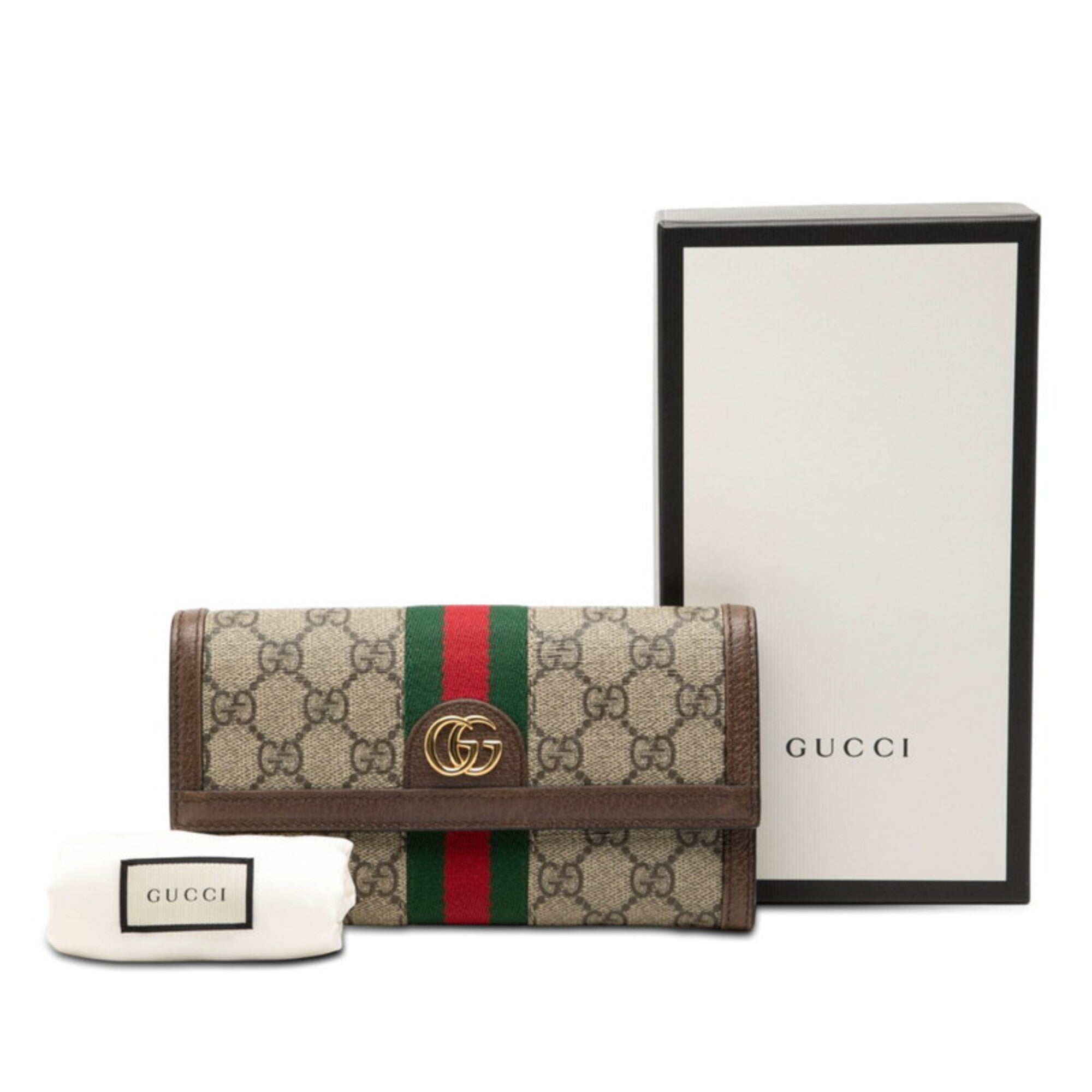 Gucci Beige Brown Pvc Long Wallet (Bi-Fold) (Pre-Owned)