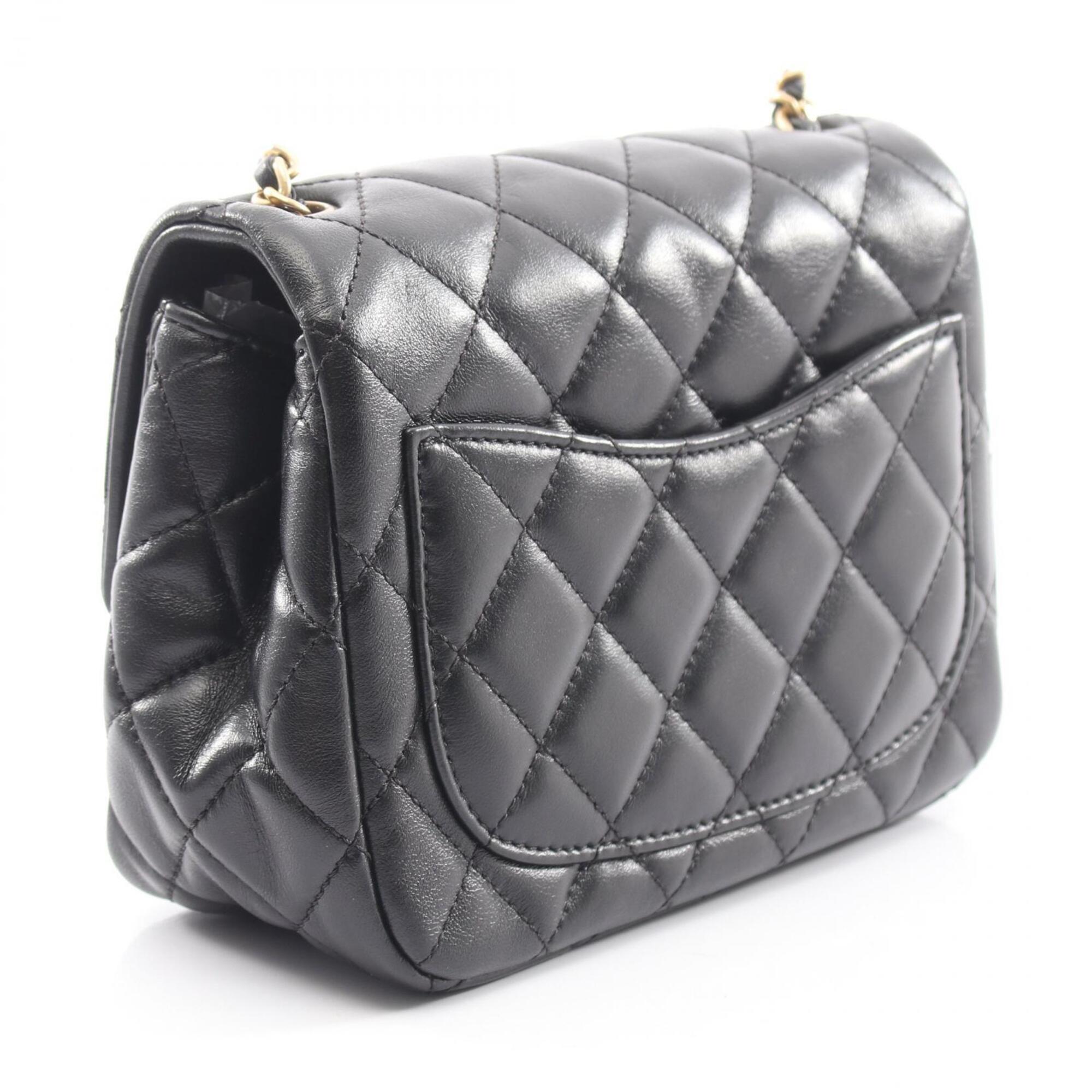 Chanel Black Leather Handbag Shoulder Bag (Pre-Owned)