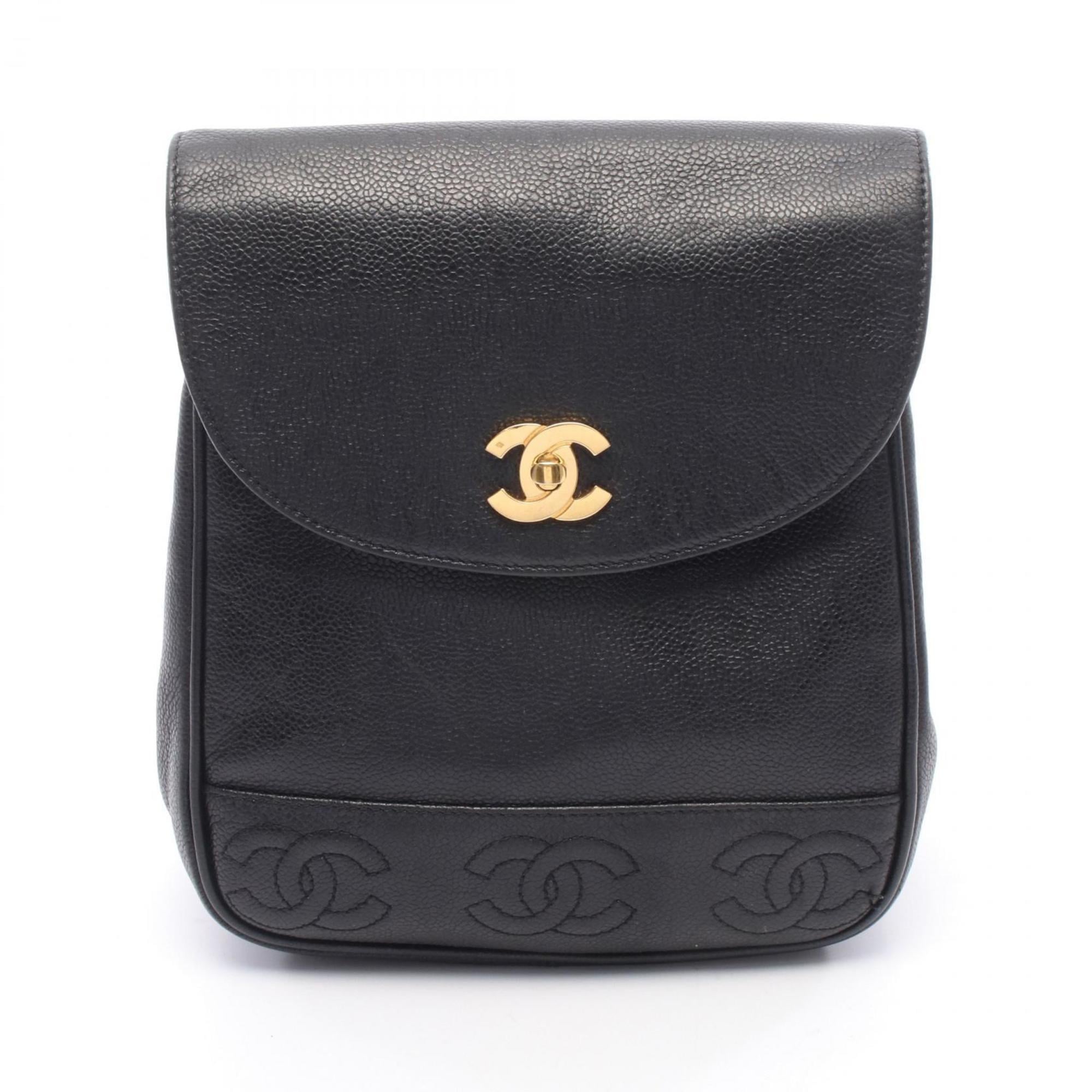 Chanel Black Leather Backpack Handbag (Pre-Owned)