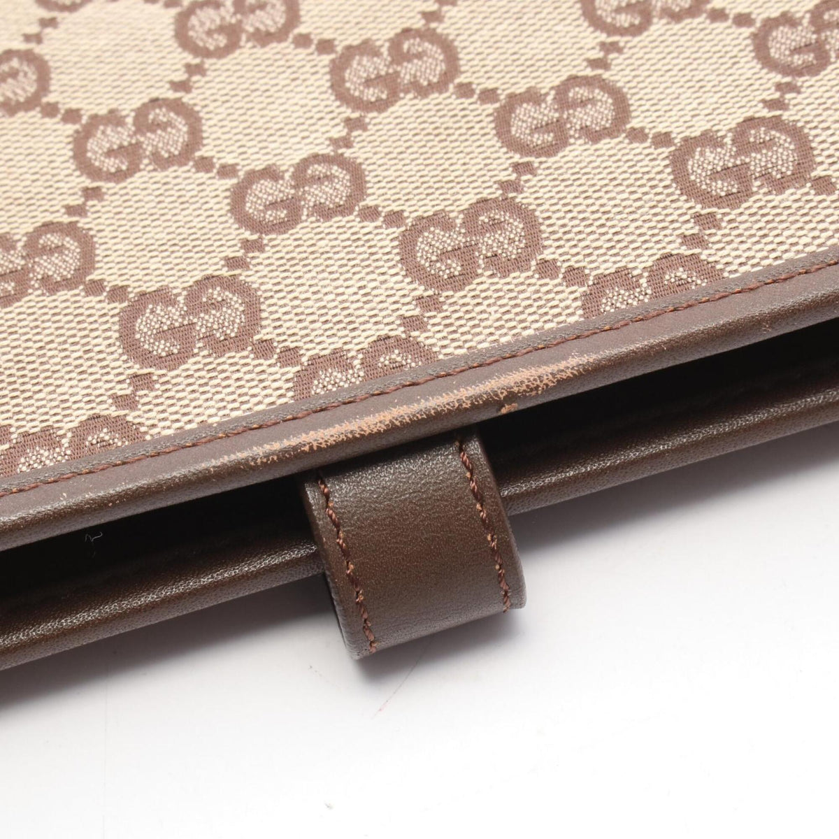 Gucci Beige Brown Gg Canvas Leather Handbag Tote Bag (Pre-Owned)