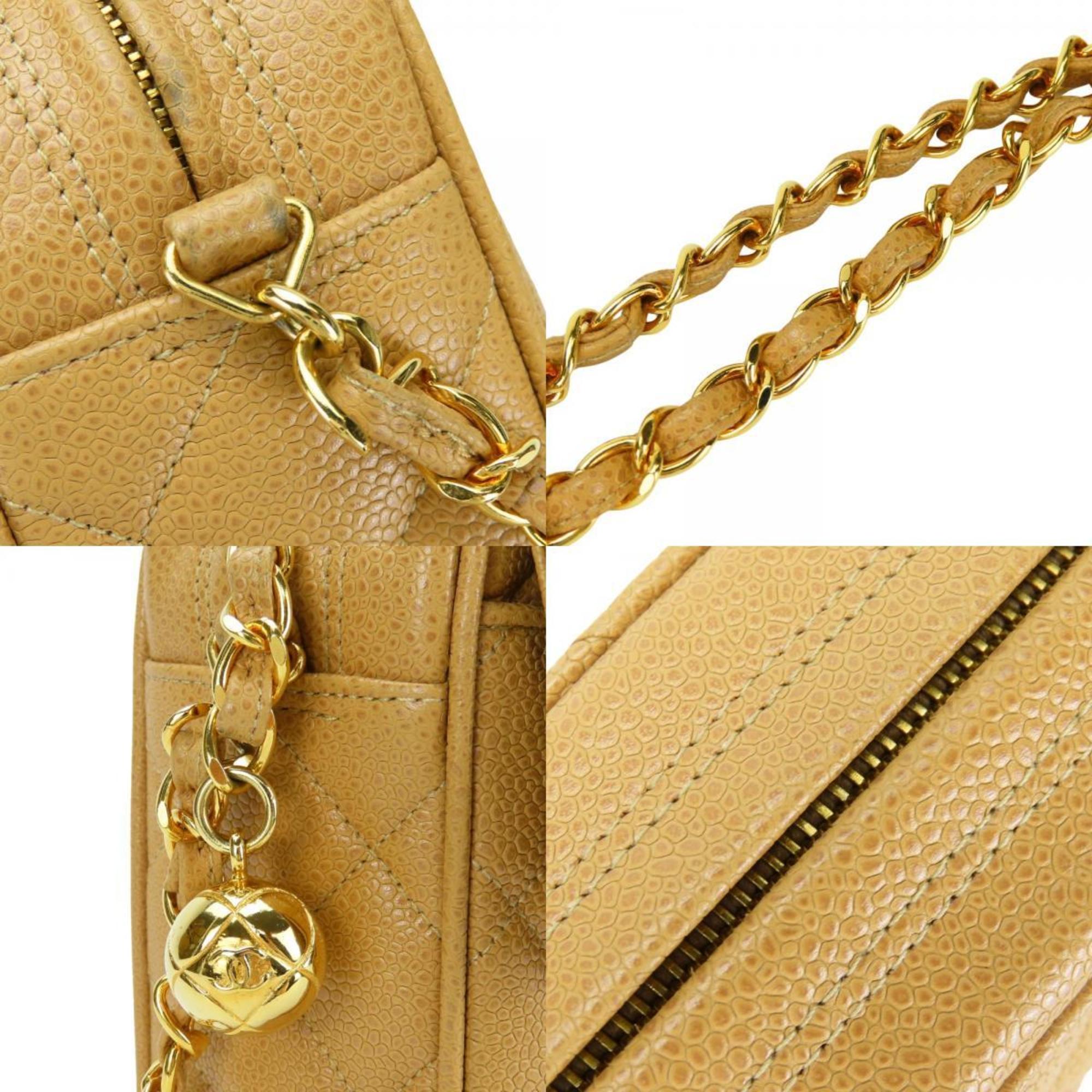 Chanel Beige Grained Calfskin Shoulder Bag (Pre-Owned)