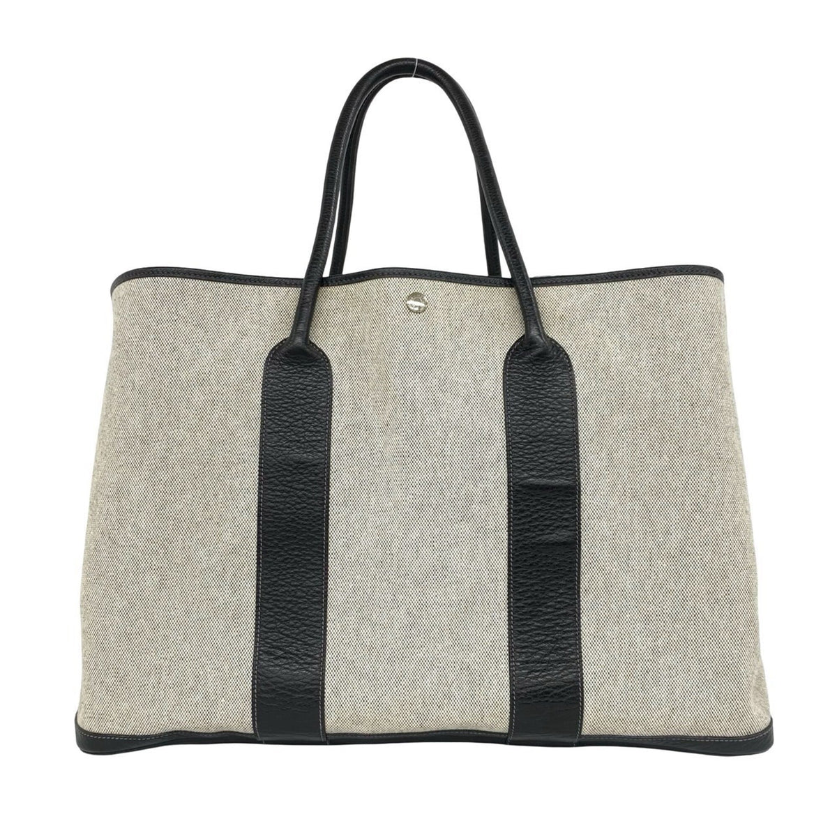 Hermes Black Gray Toile H Negonda Leather Handbag (Pre-Owned)