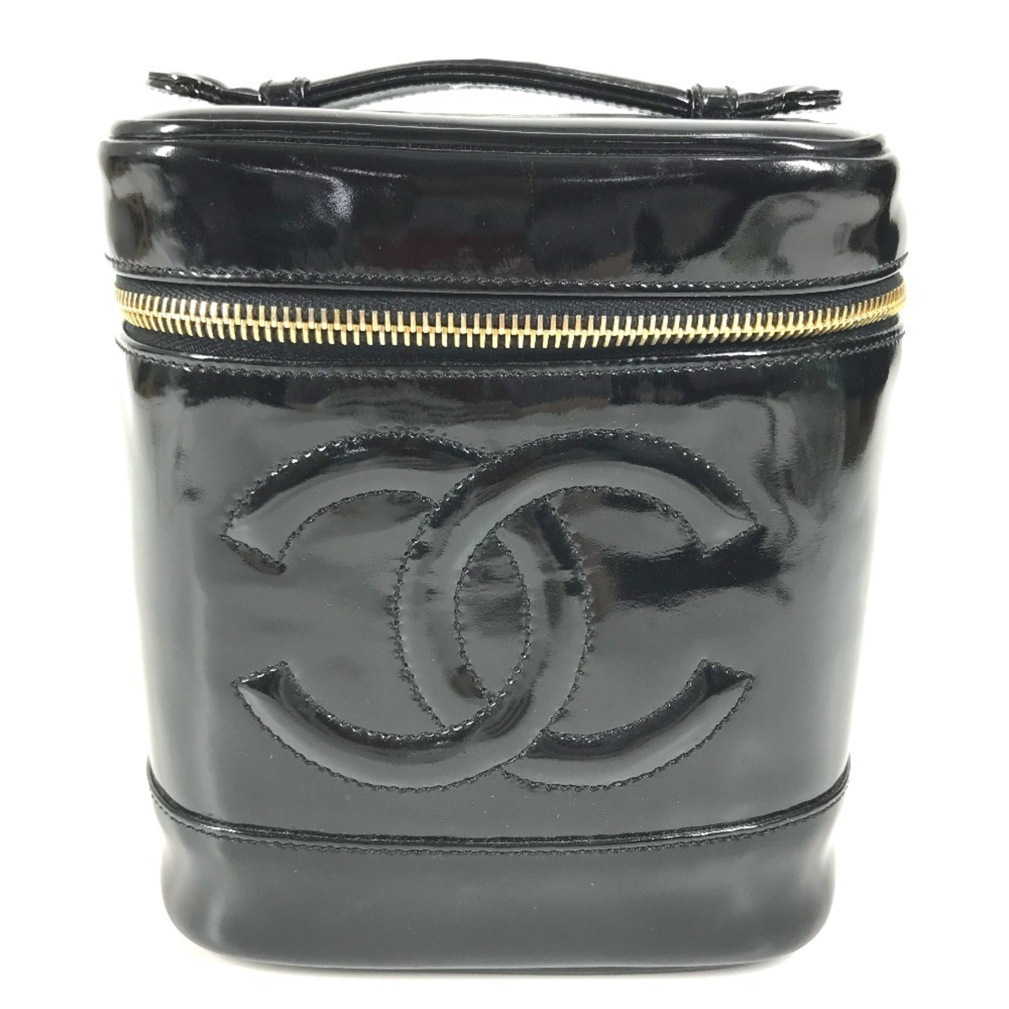 Chanel Black Leather Handbag Vanity Bag (Pre-Owned)