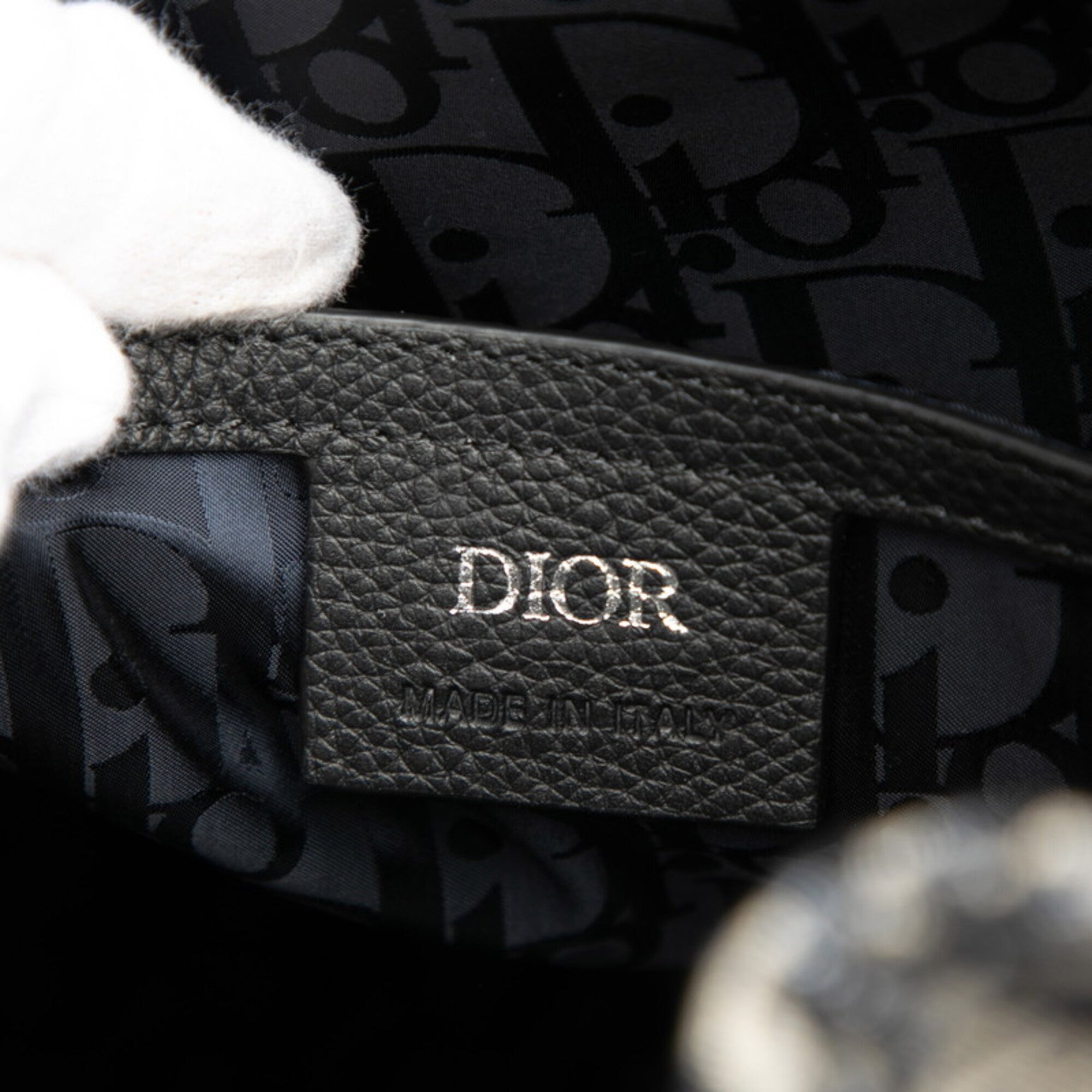 Christian Dior Trotter Black Gray Leather Fabric Backpack (Pre-Owned)