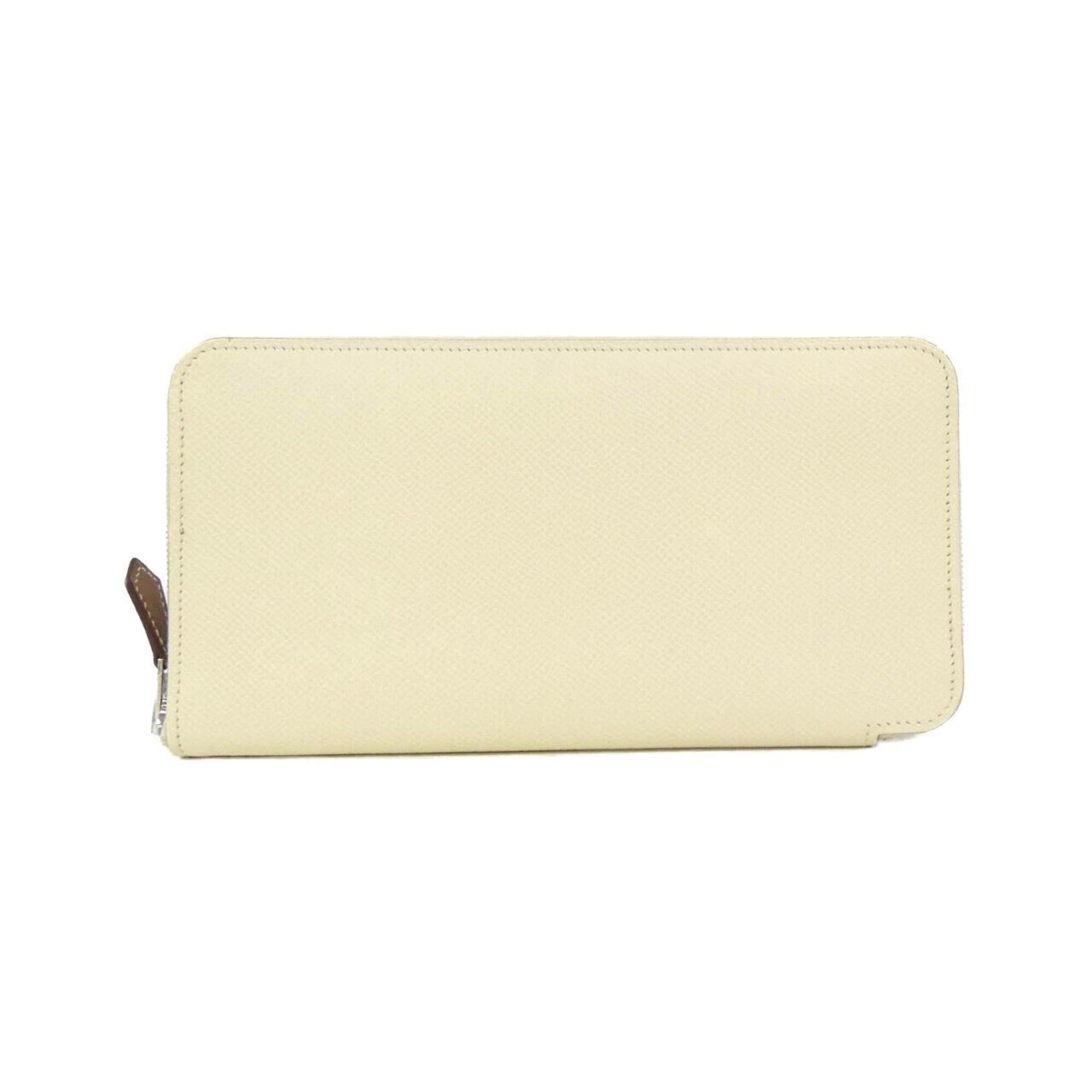 Hermes Beige Biscuit White Epsom Leather Silk Long Wallet (Bi-Fold) (Pre-Owned)