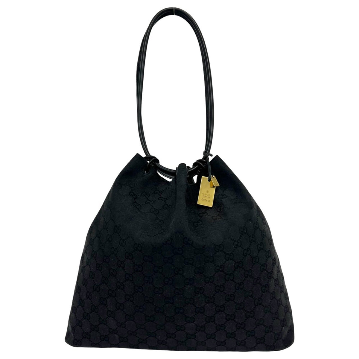 Gucci Black Canvas Leather Handbag Shoulder Bag Tote Bag (Pre-Owned)