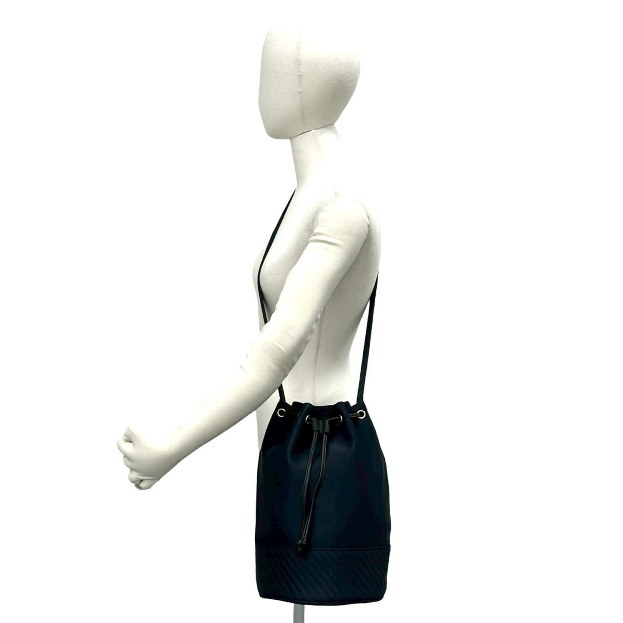 Yves Saint Laurent Black Navy Nylon Leather Shoulder Bag (Pre-Owned)