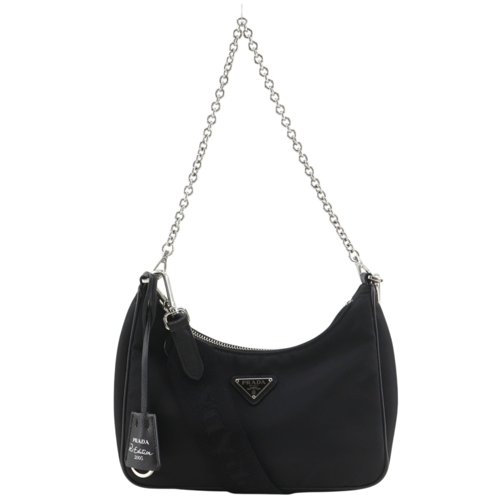 Prada Saffiano Black Nero Nylon Saffiano Shoulder Bag (Pre-Owned)