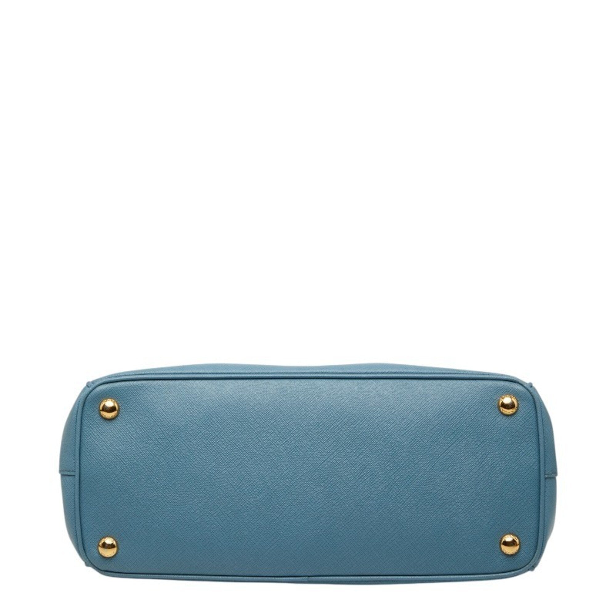 Prada Blue Leather Handbag Shoulder Bag (Pre-Owned)