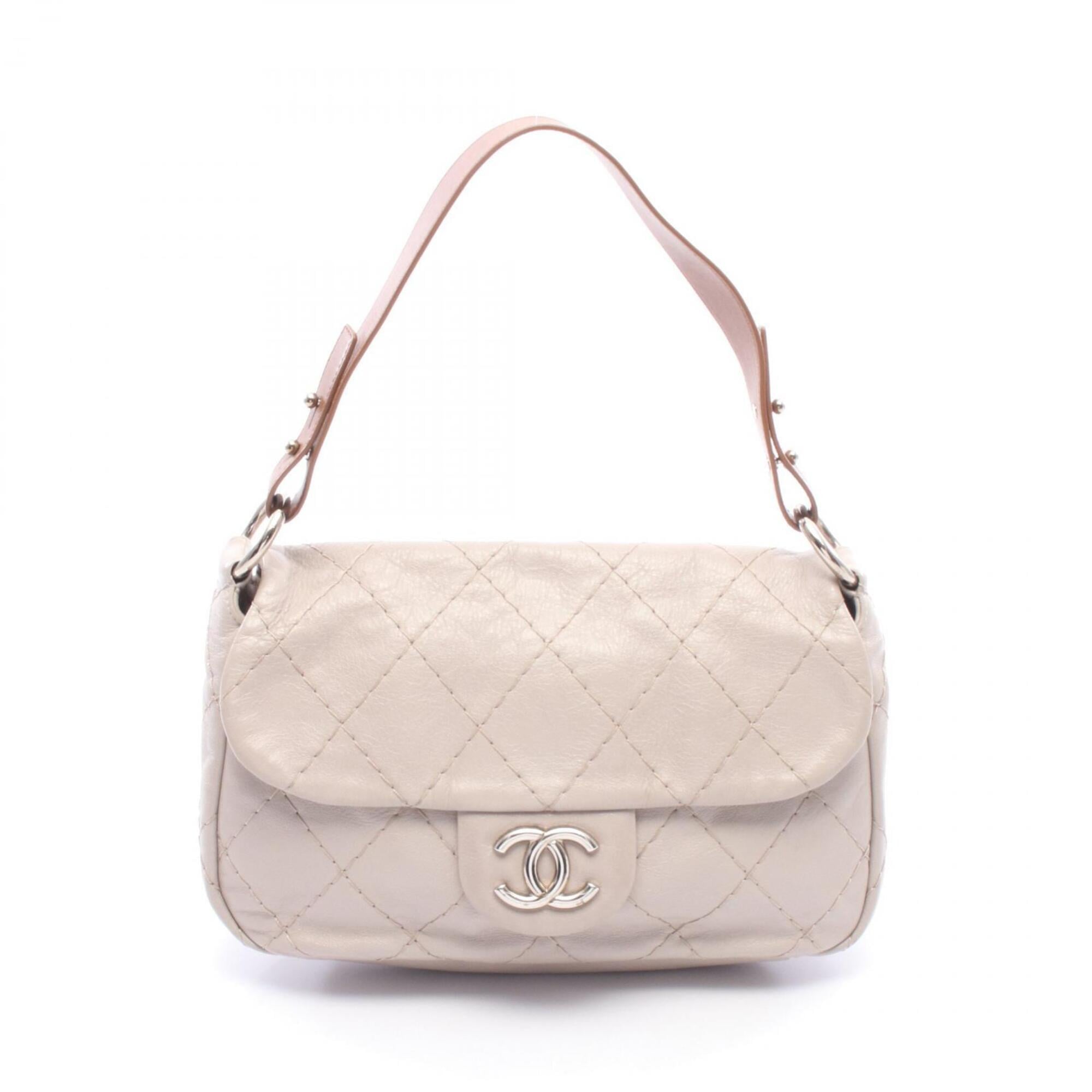 Chanel Beige Brown Leather Handbag Shoulder Bag (Pre-Owned)