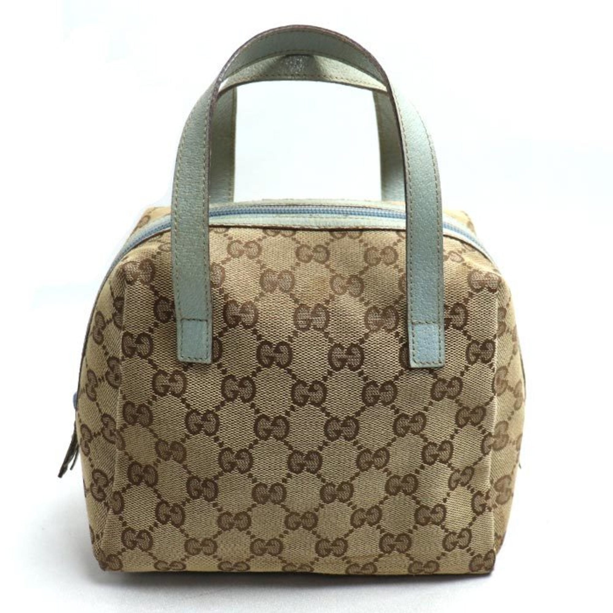 Gucci Gg Canvas Beige Gg Canvas Leather Handbag (Pre-Owned)