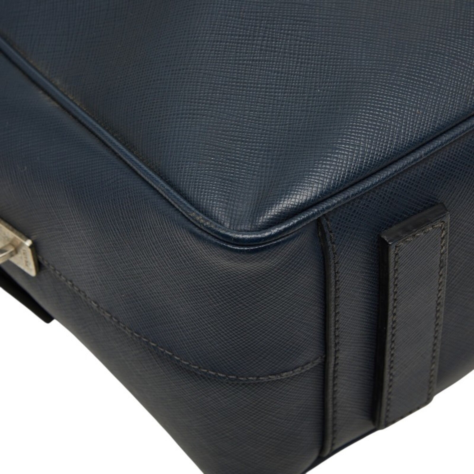 Prada Navy Leather Briefcase (Pre-Owned)