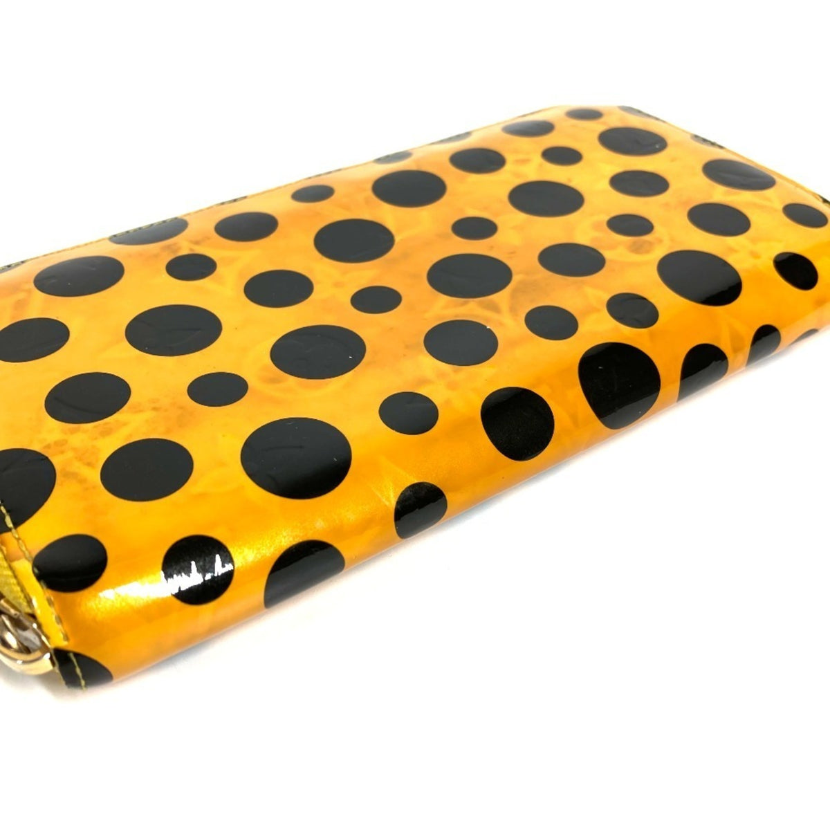 Louis Vuitton Dot Infinity (Yayoi Kusama) Black Yellow Patent Leather Long Wallet (Bi-Fold) (Pre-Owned)