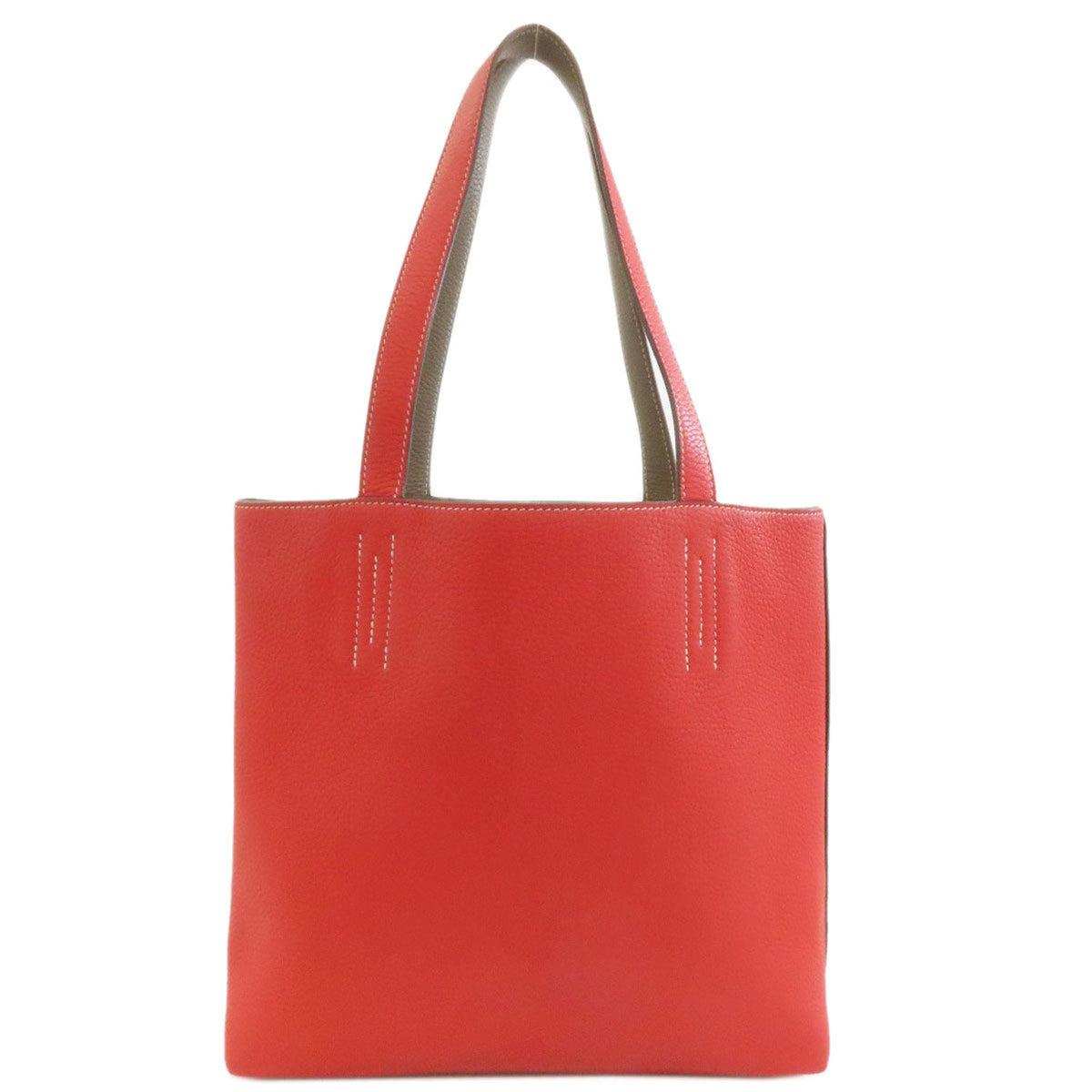 Hermes Etoupe Gray Red Color Tote Bag (Pre-Owned)