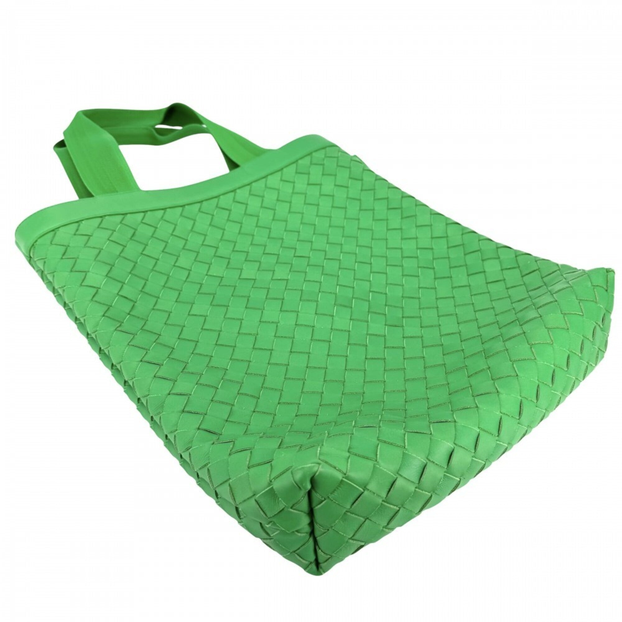 Bottega Veneta Green White Leather Handbag Pouch Tote Bag (Pre-Owned)