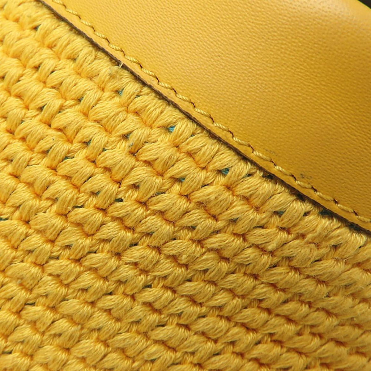 Fendi Blue Yellow Cotton Leather Shoulder Bag (Pre-Owned)
