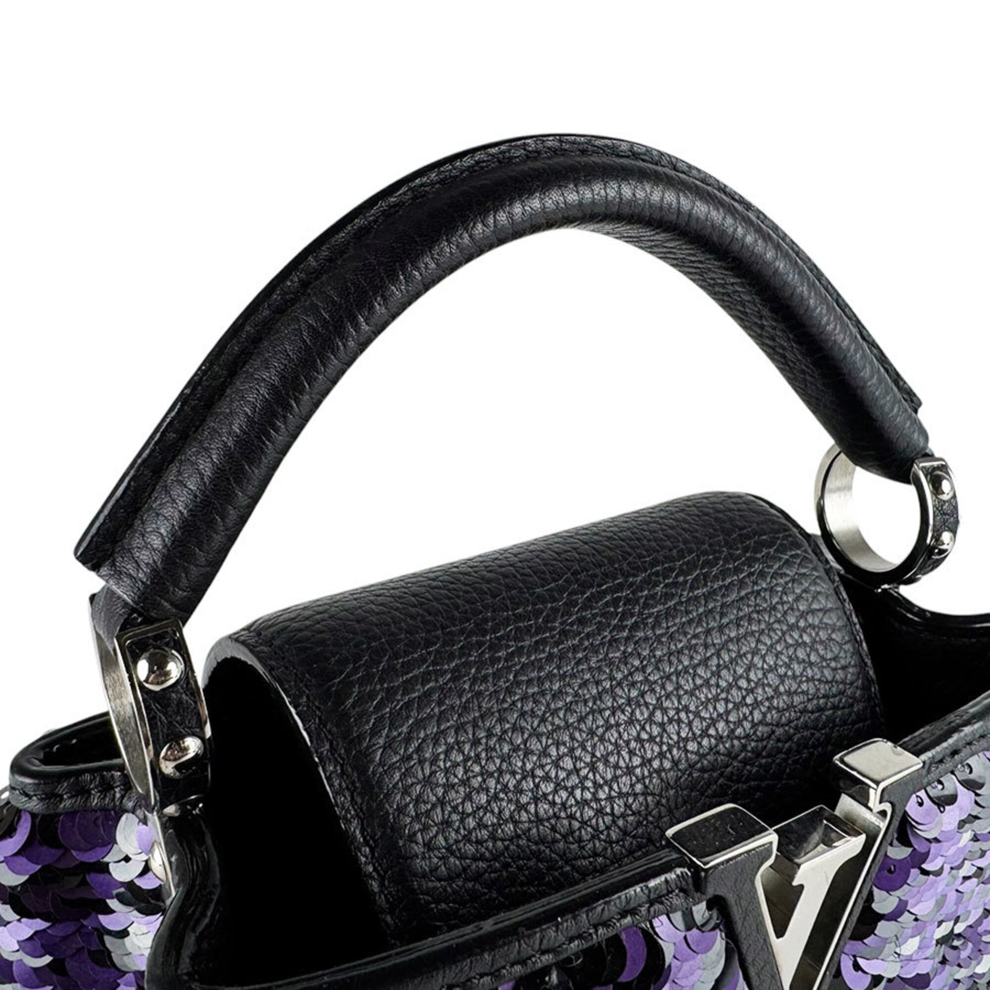 Louis Vuitton Black Purple Spangles Leather Handbag Shoulder Bag (Pre-Owned)