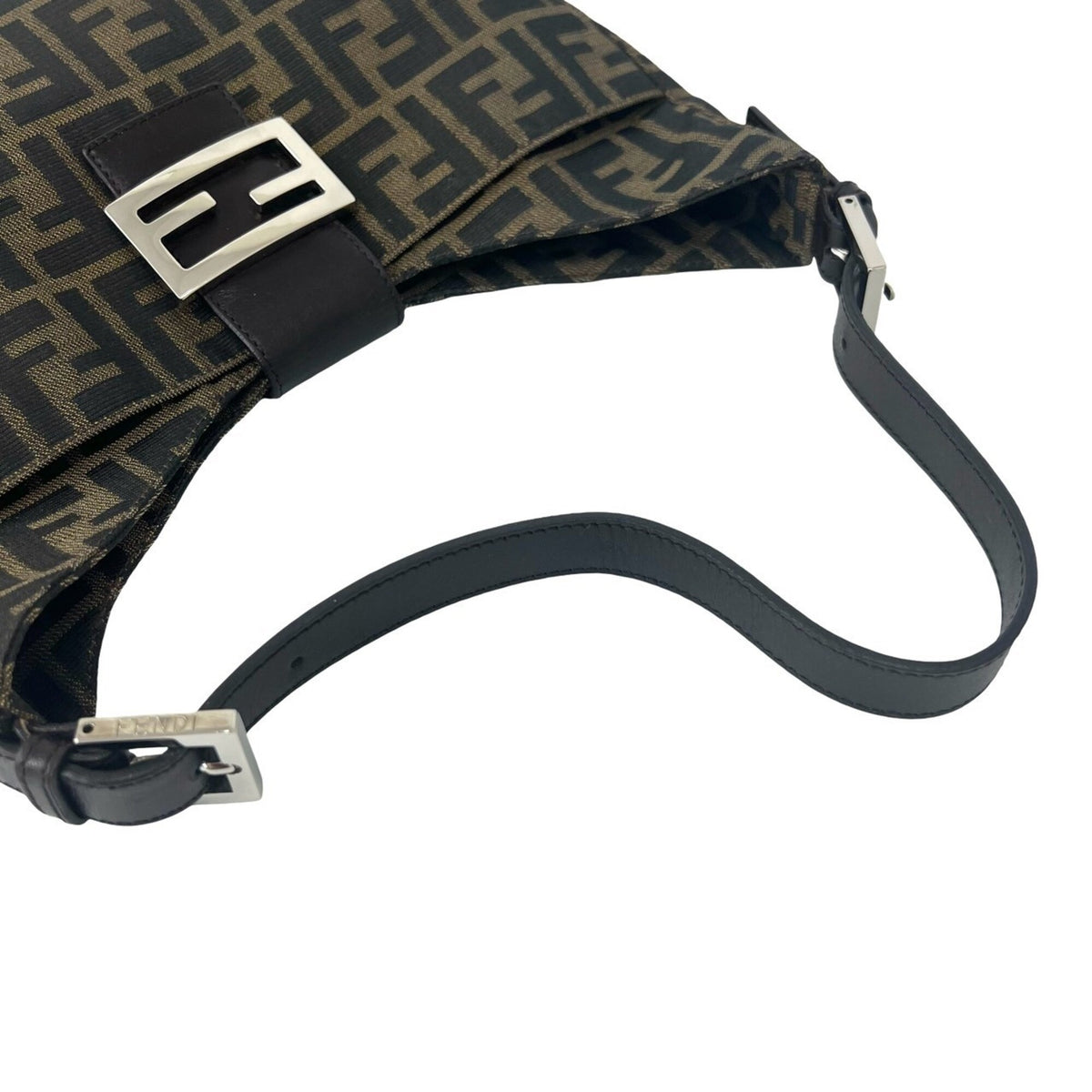 Fendi Black Brown Canvas Leather Shoulder Bag (Pre-Owned)