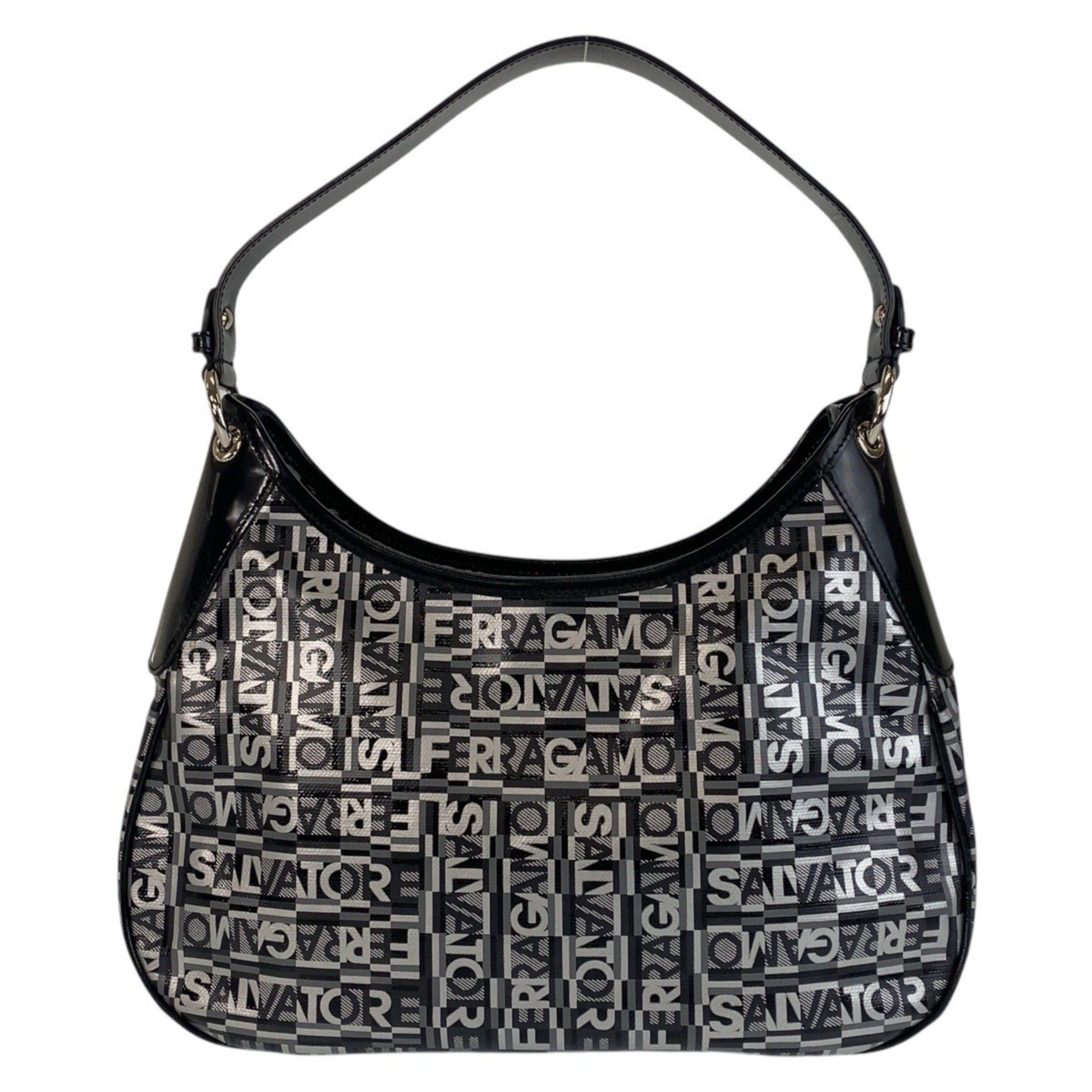 Salvatore Ferragamo Black Gray Pvc Shoulder Bag (Pre-Owned)