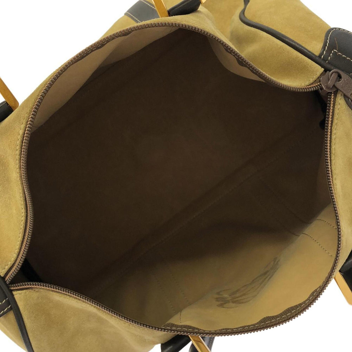 Loewe Brown Gold Suede Boston Bag (Pre-Owned)