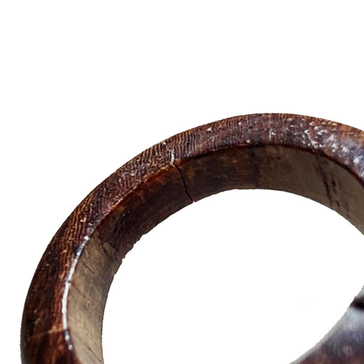 Hermes Silver Brown Metal Wood Band Ring (Pre-Owned)