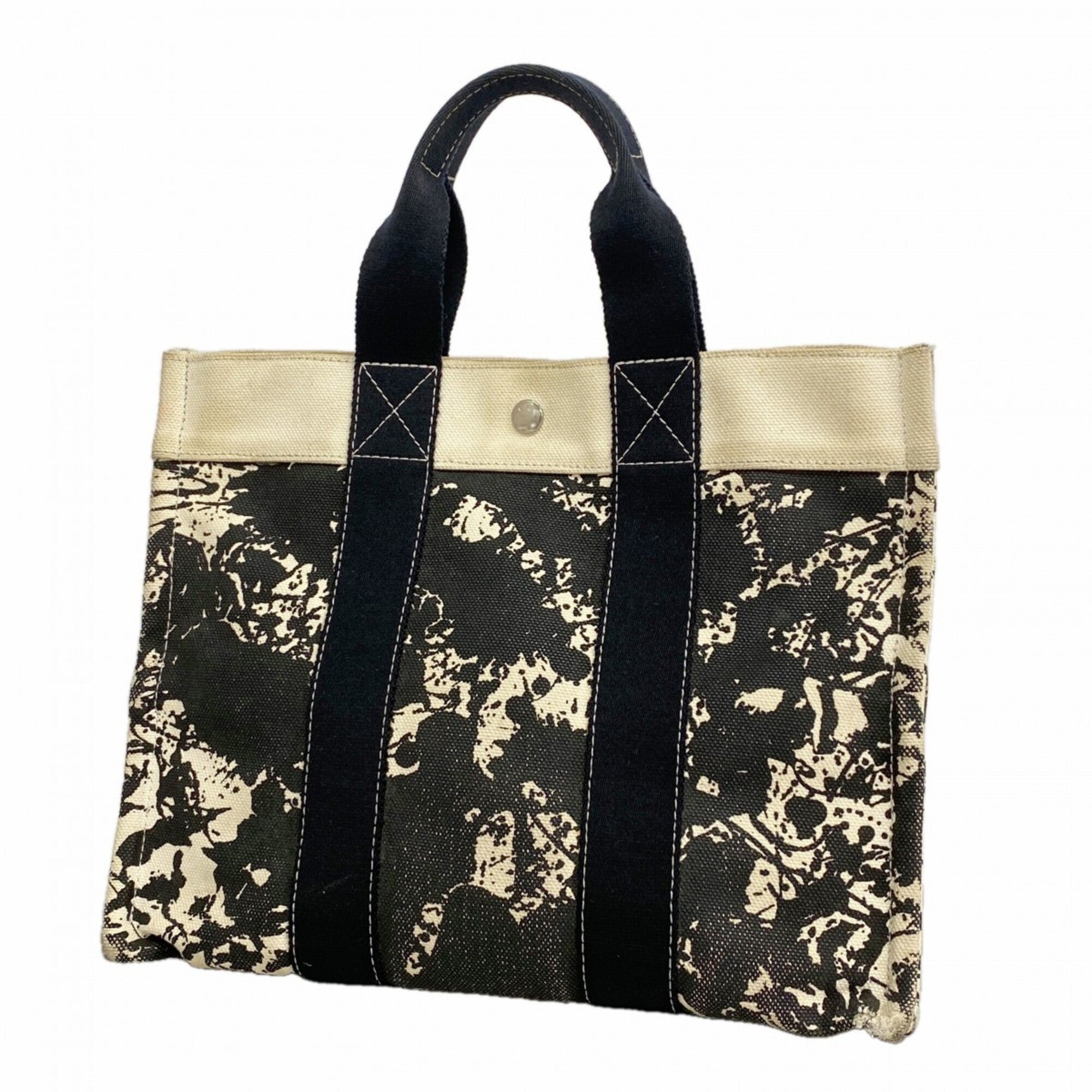 Hermes Black White Canvas Tote Bag (Pre-Owned)