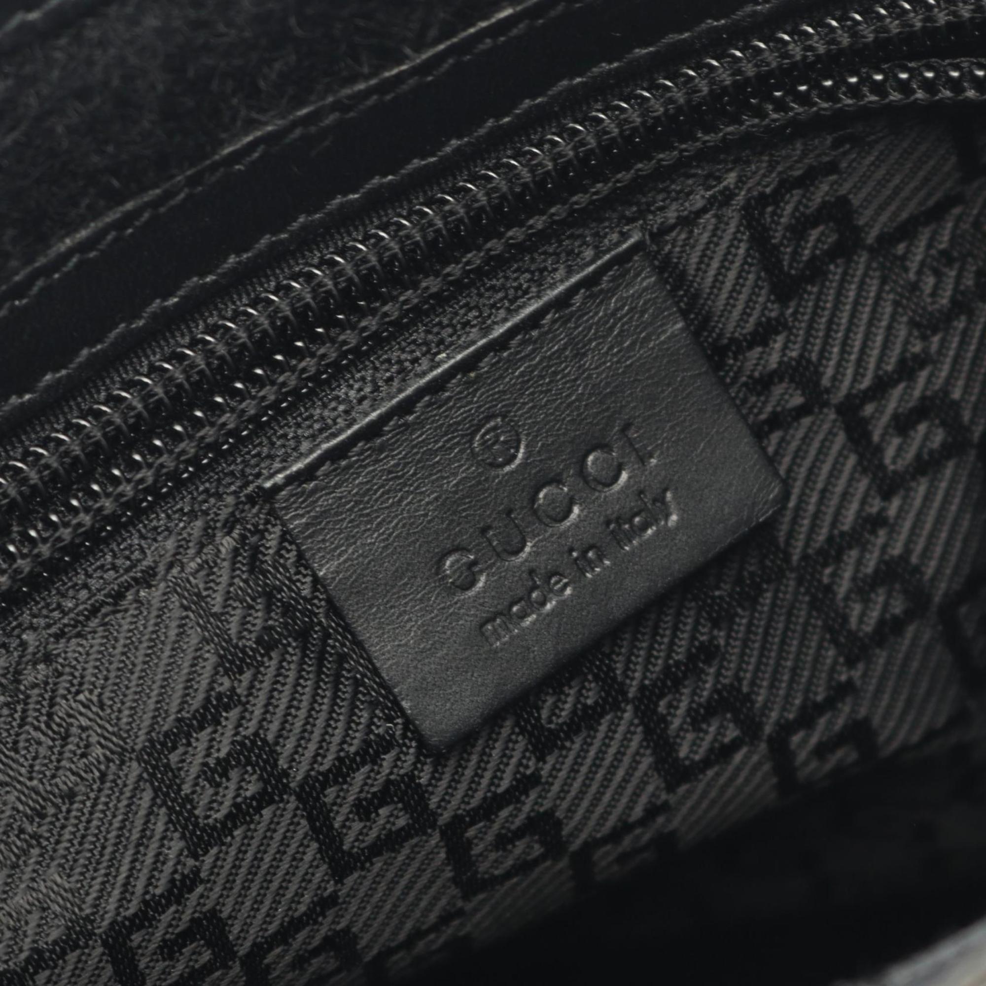 Gucci Black Canvas Leather Shoulder Bag (Pre-Owned)