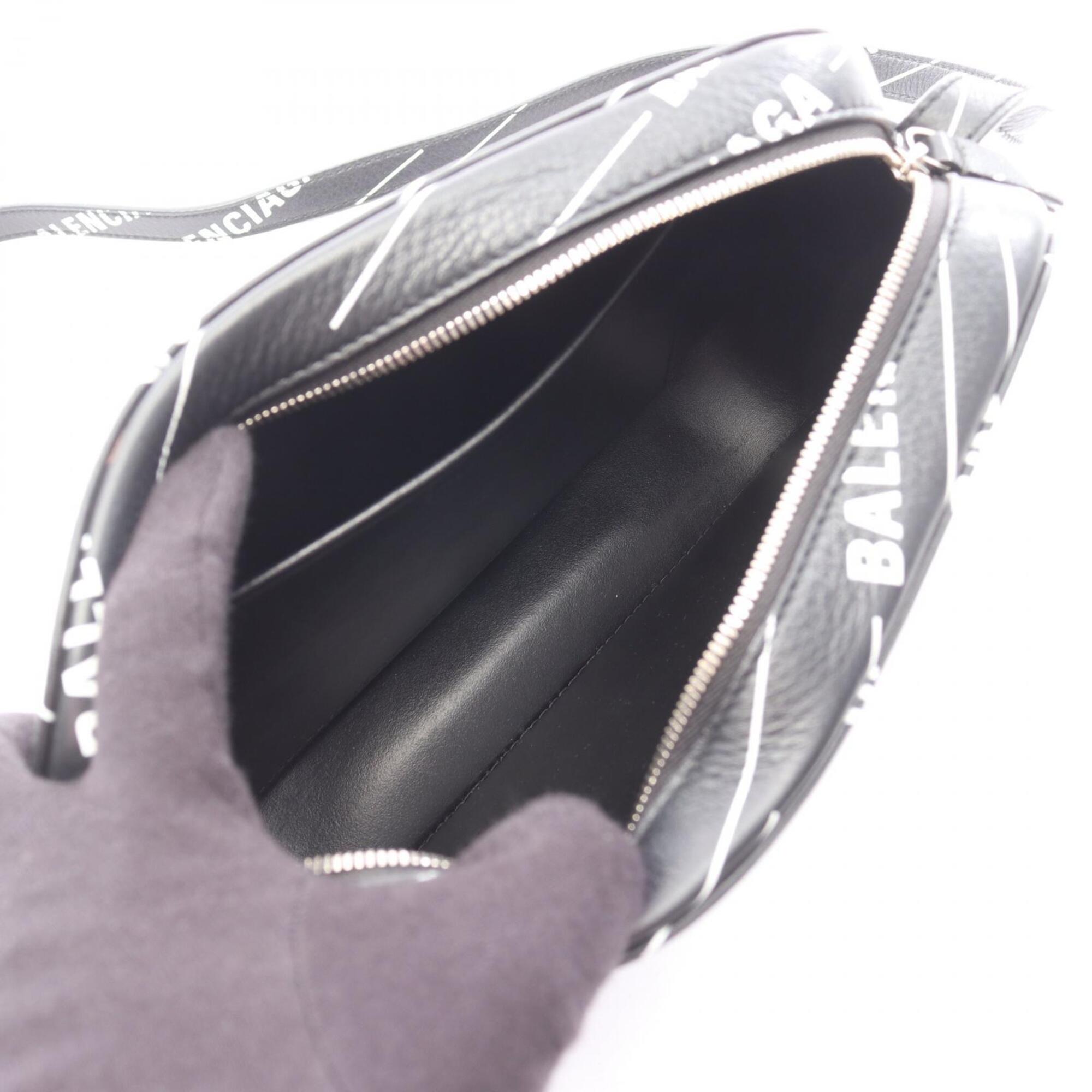 Balenciaga Black White Leather Shoulder Bag (Pre-Owned)