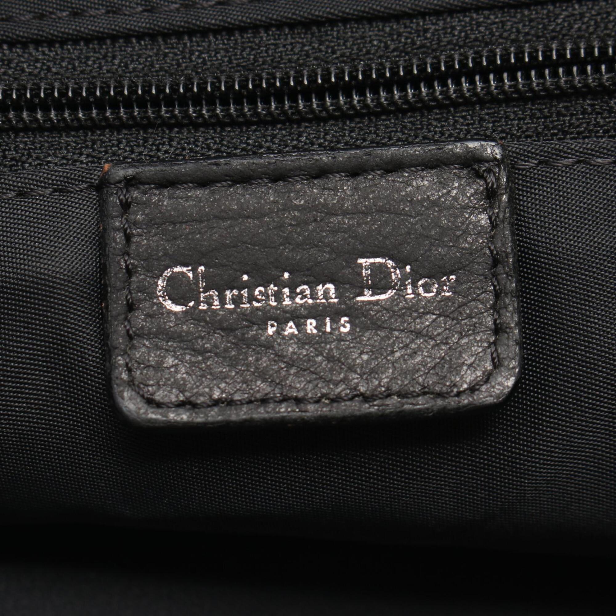 Christian Dior Black Gray Canvas Handbag Tote Bag (Pre-Owned)