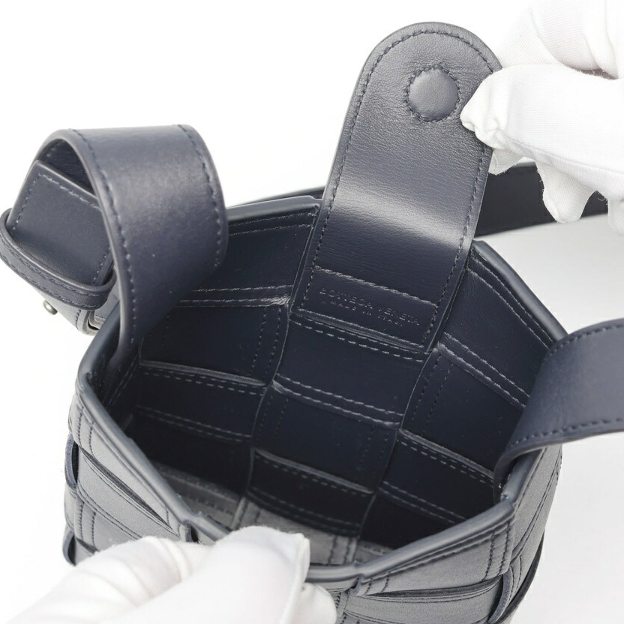 Bottega Veneta Navy Intrecciato Leather Sling Bag (Pre-Owned)
