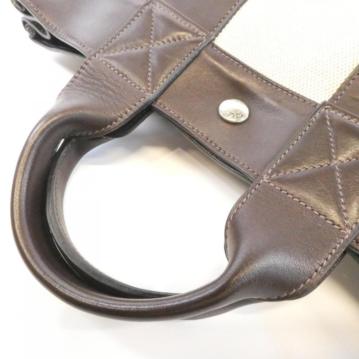 Hermes Brown Toile H Leather Handbag (Pre-Owned)