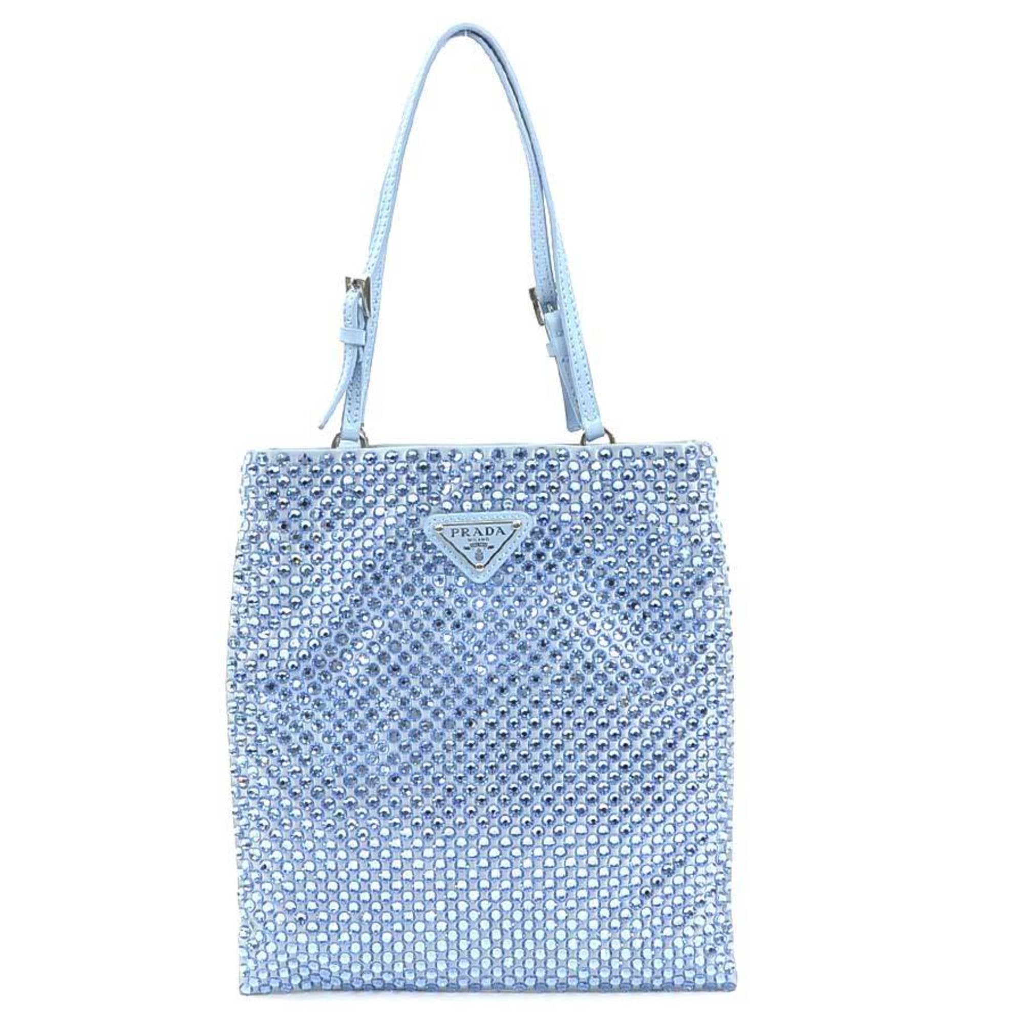Prada Light Blue Satin Rhinestone Handbag (Pre-Owned)