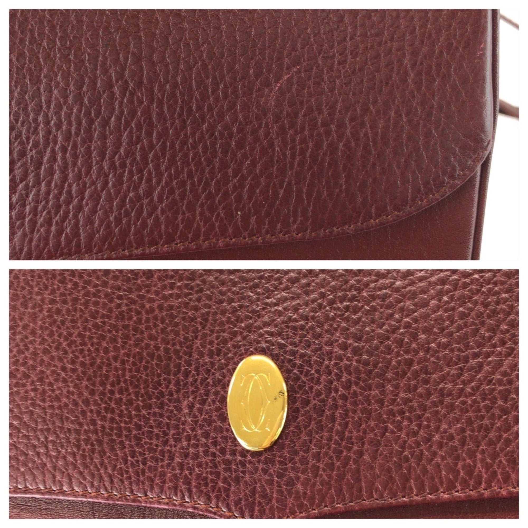Cartier Bordeaux Wine Red Leather Shoulder Bag (Pre-Owned)
