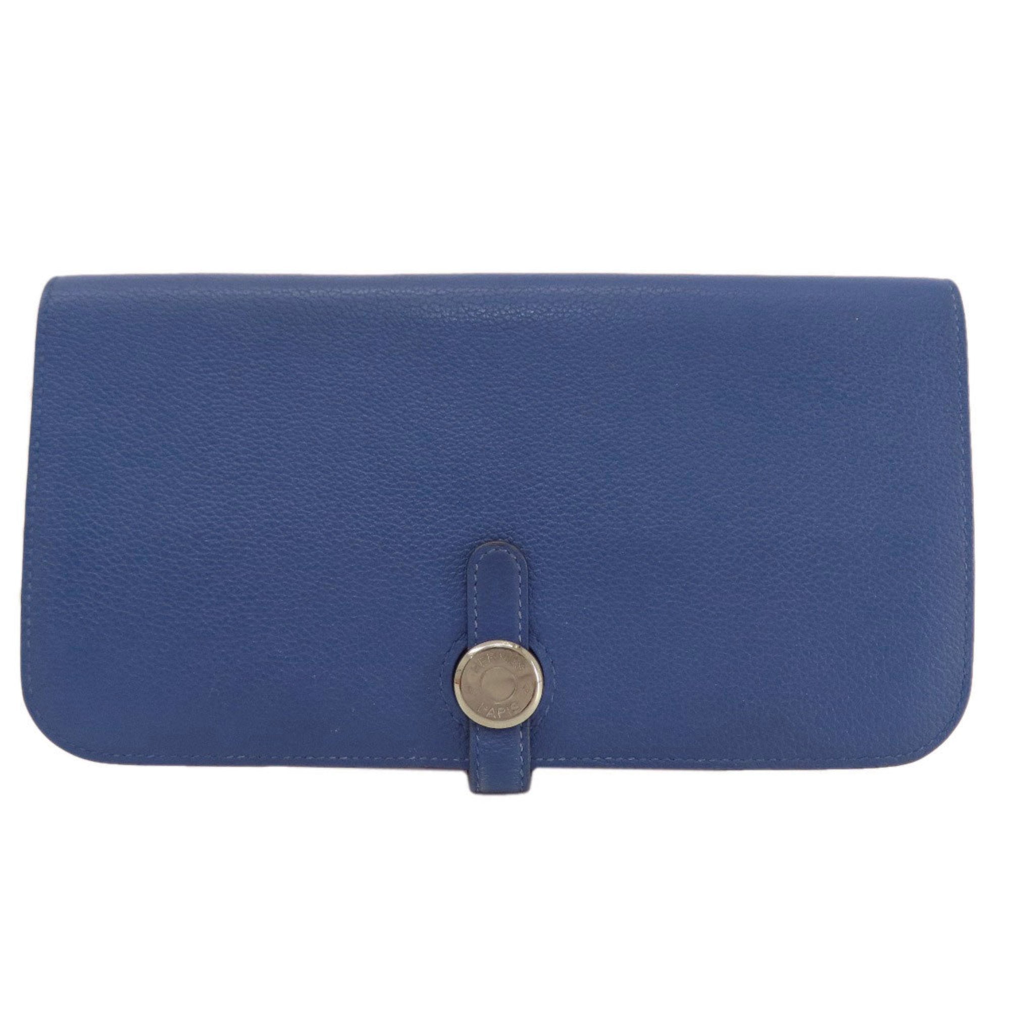 Hermes Blue Leather Long Wallet (Bi-Fold) (Pre-Owned)