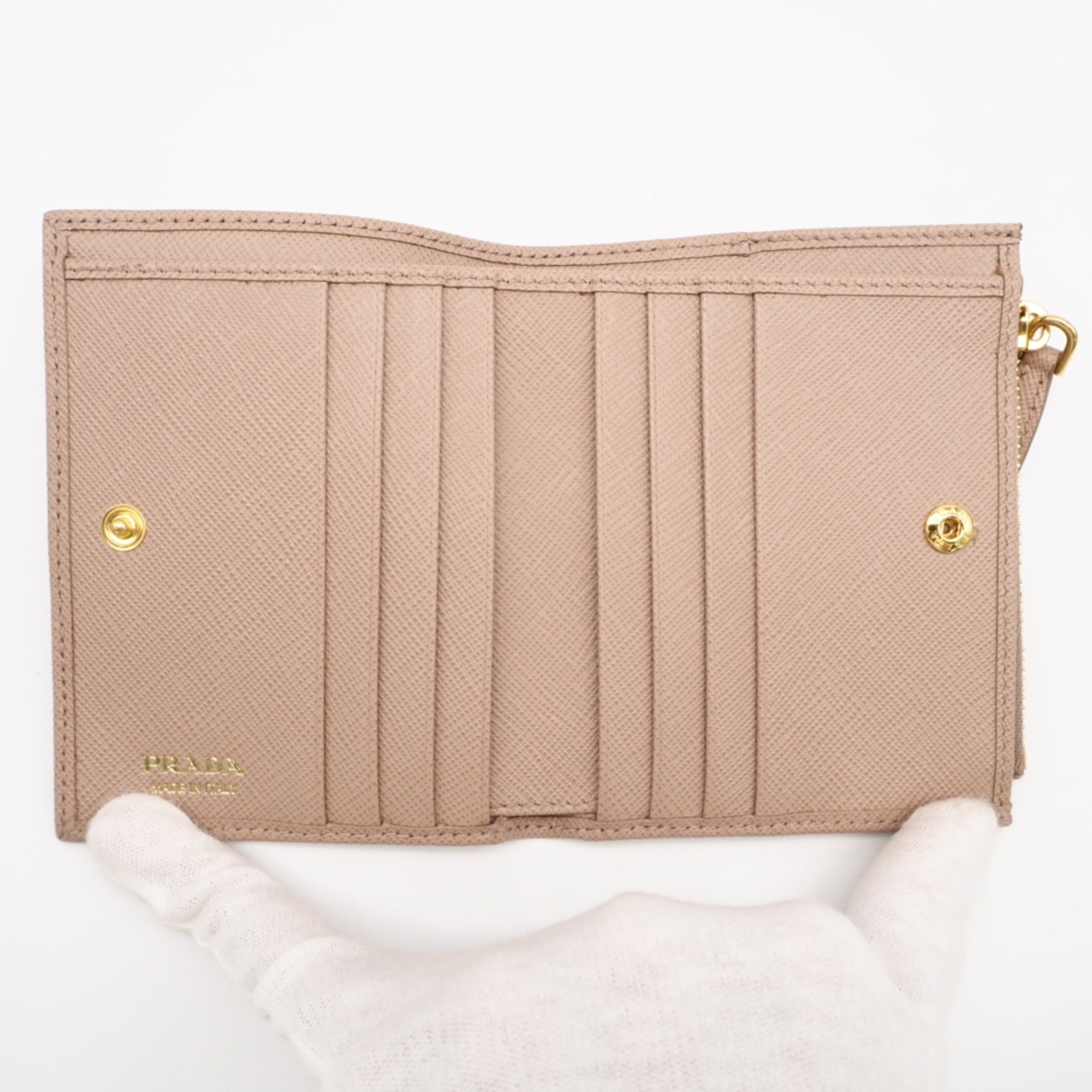 Prada Saffiano Beige Saffiano Wallet (Bi-Fold) (Pre-Owned)