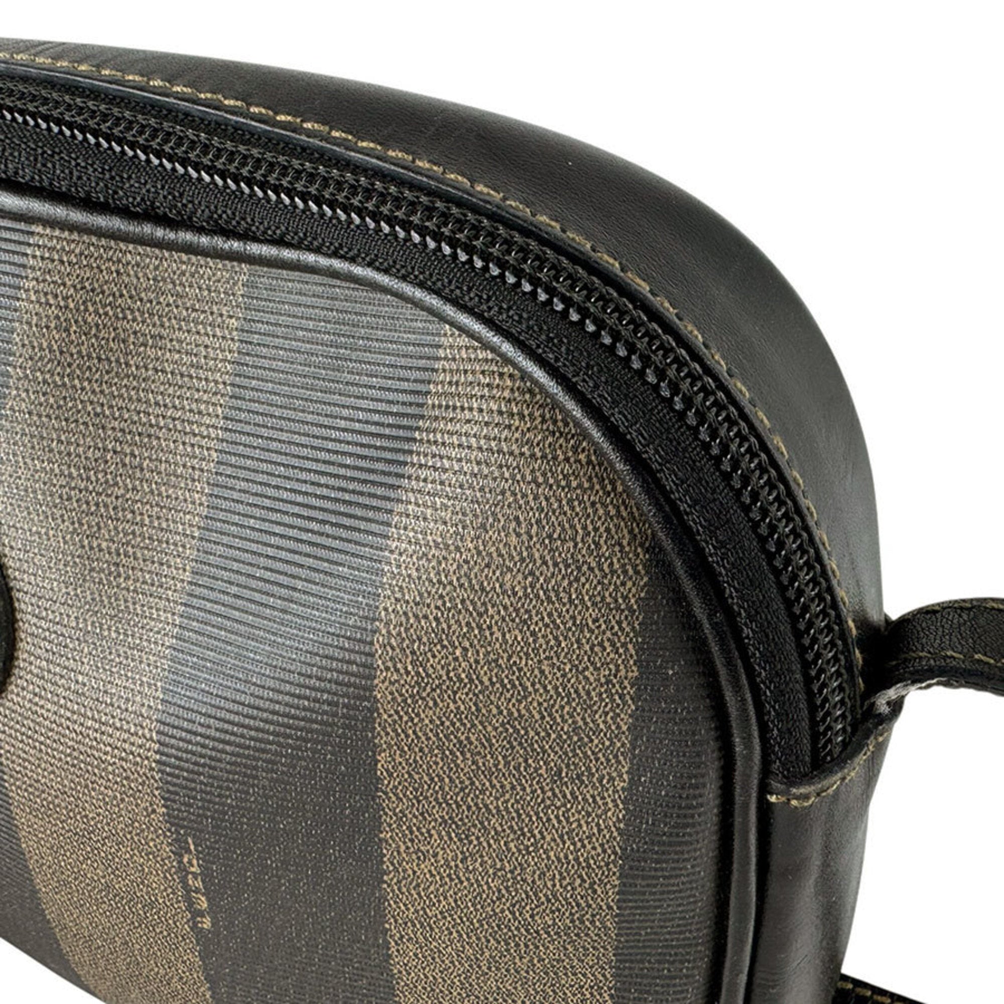 Fendi Black Brown Coated Canvas Shoulder Bag (Pre-Owned)