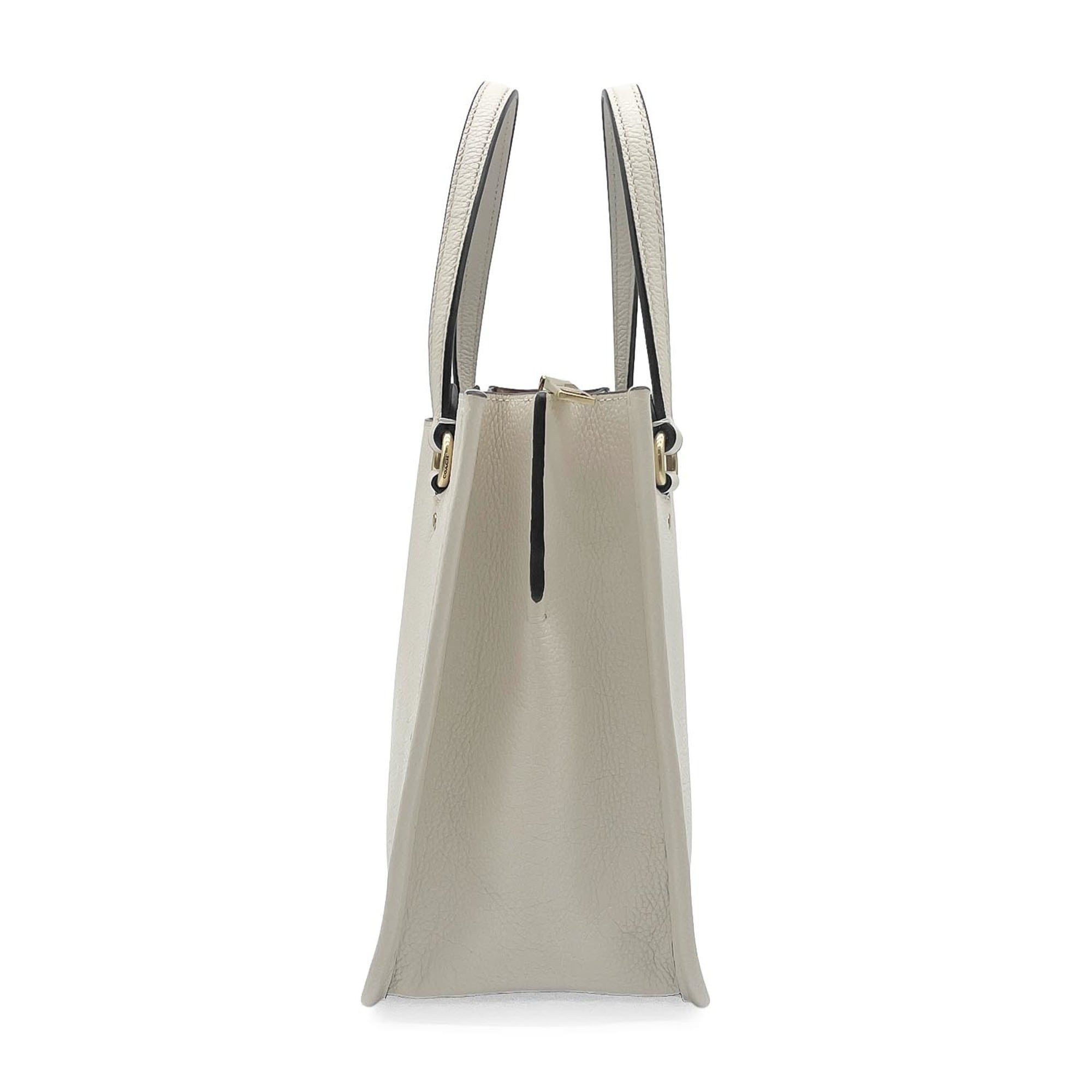 Coach Beige Gold Leather Shoulder Bag Tote Bag (Pre-Owned)