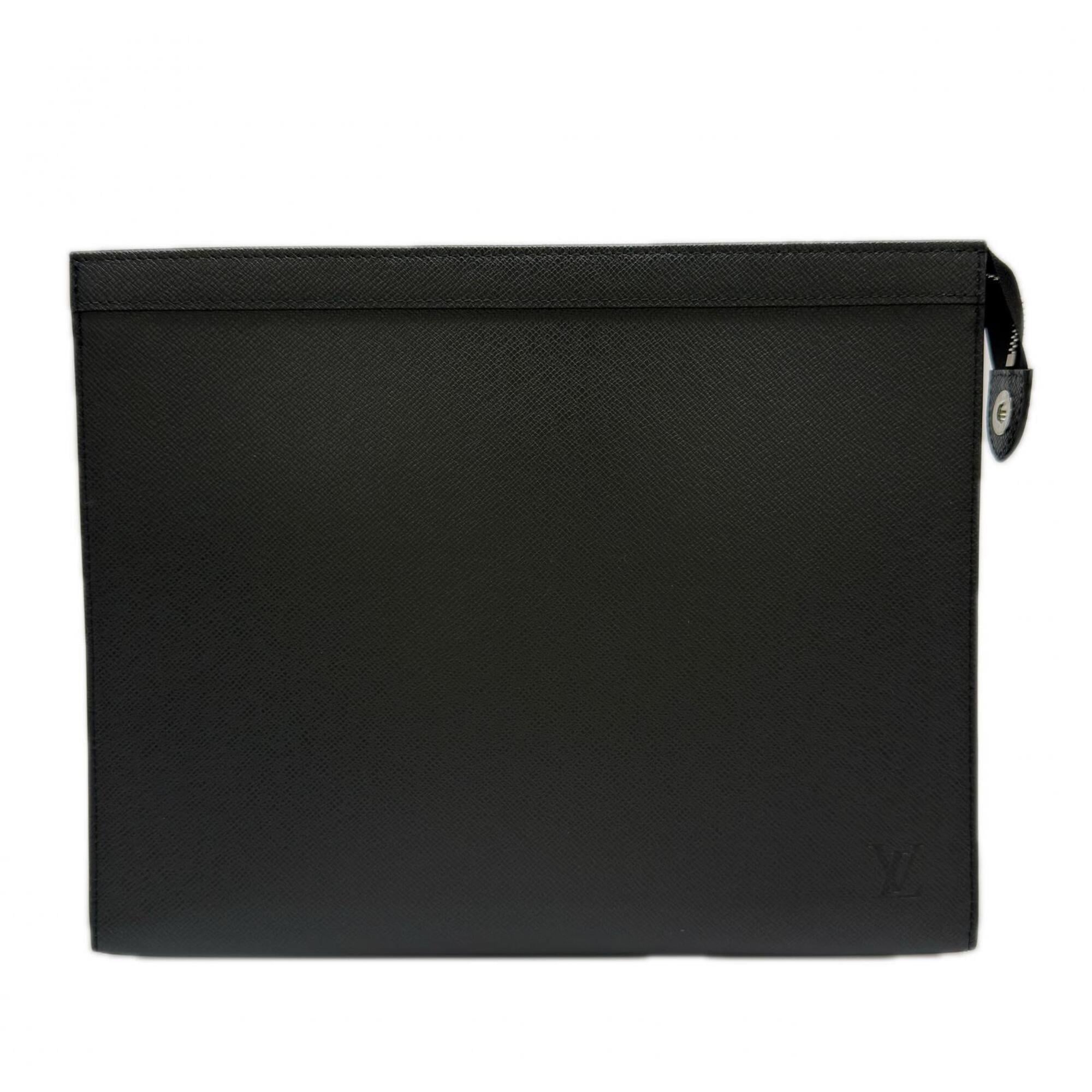 Louis Vuitton Black Leather Clutch Bag (Pre-Owned)