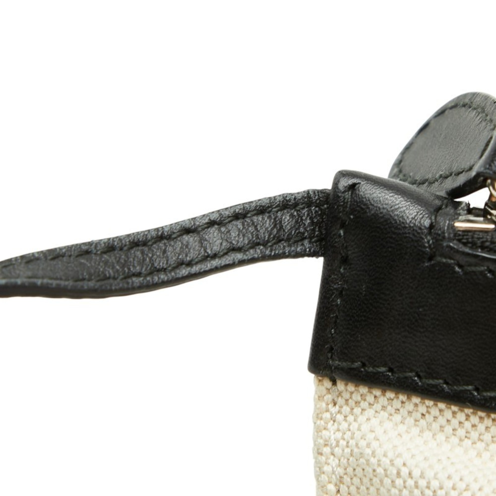 Balenciaga Black White Canvas Leather Handbag Pouch Tote Bag (Pre-Owned)